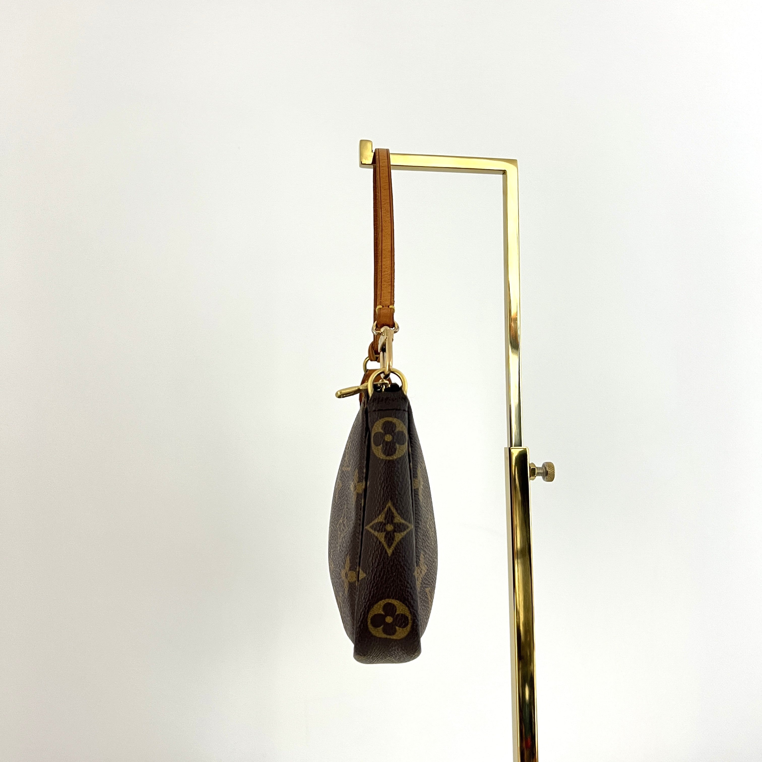 LOUIS VUITTON Pochette Accessoires handbag in brown canvas and leather