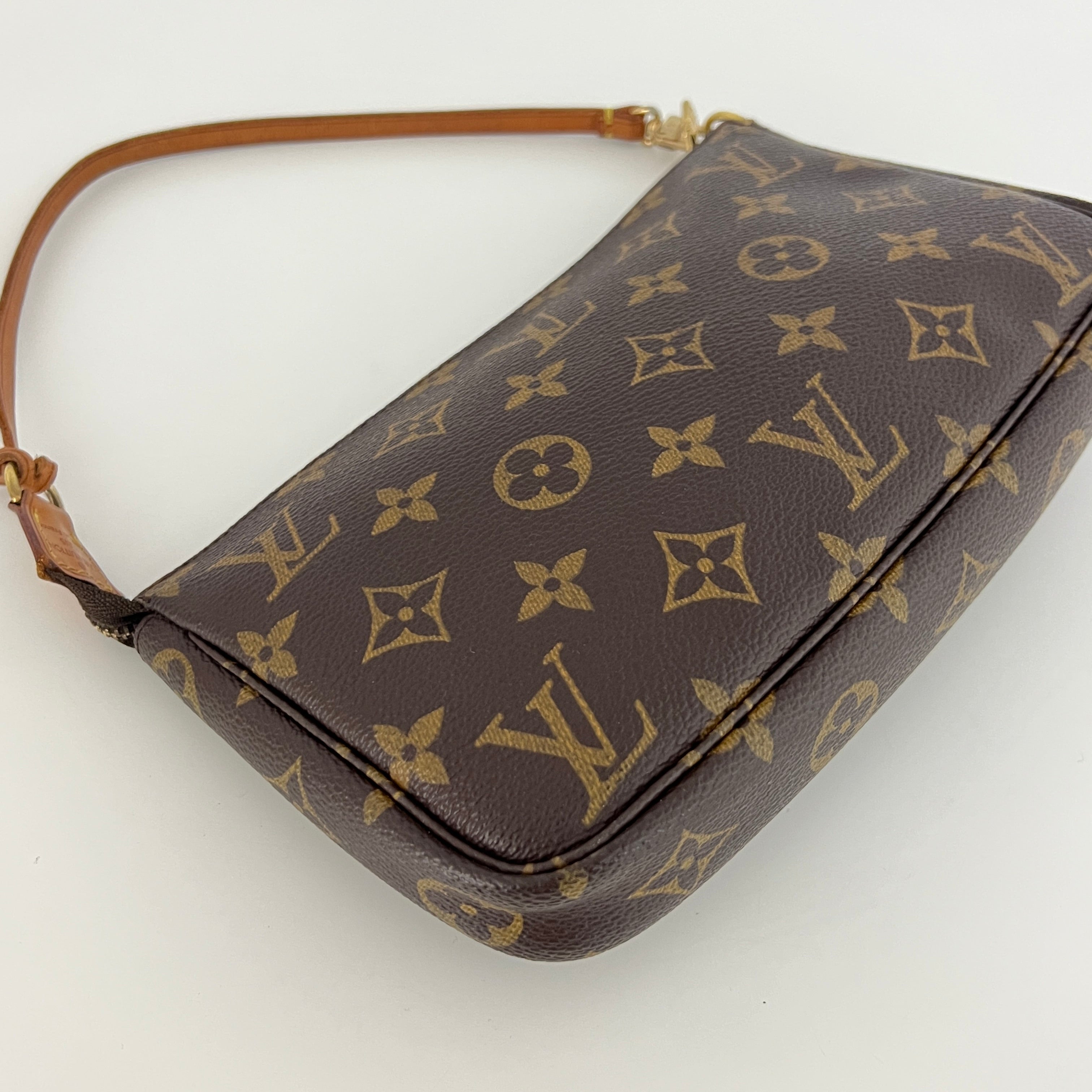LOUIS VUITTON Pochette Accessoires handbag in brown canvas and leather