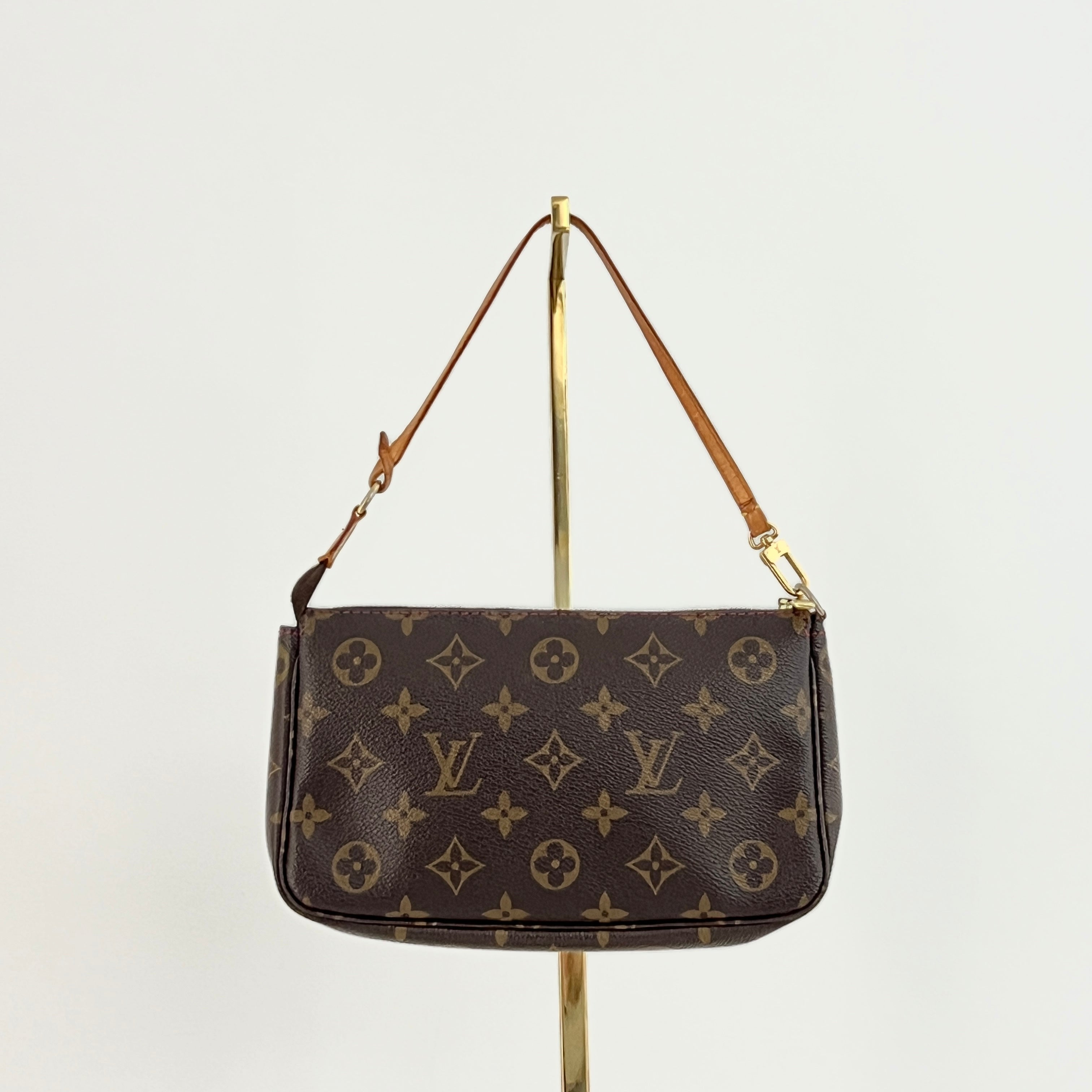 LOUIS VUITTON Pochette Accessoires handbag in brown canvas and leather