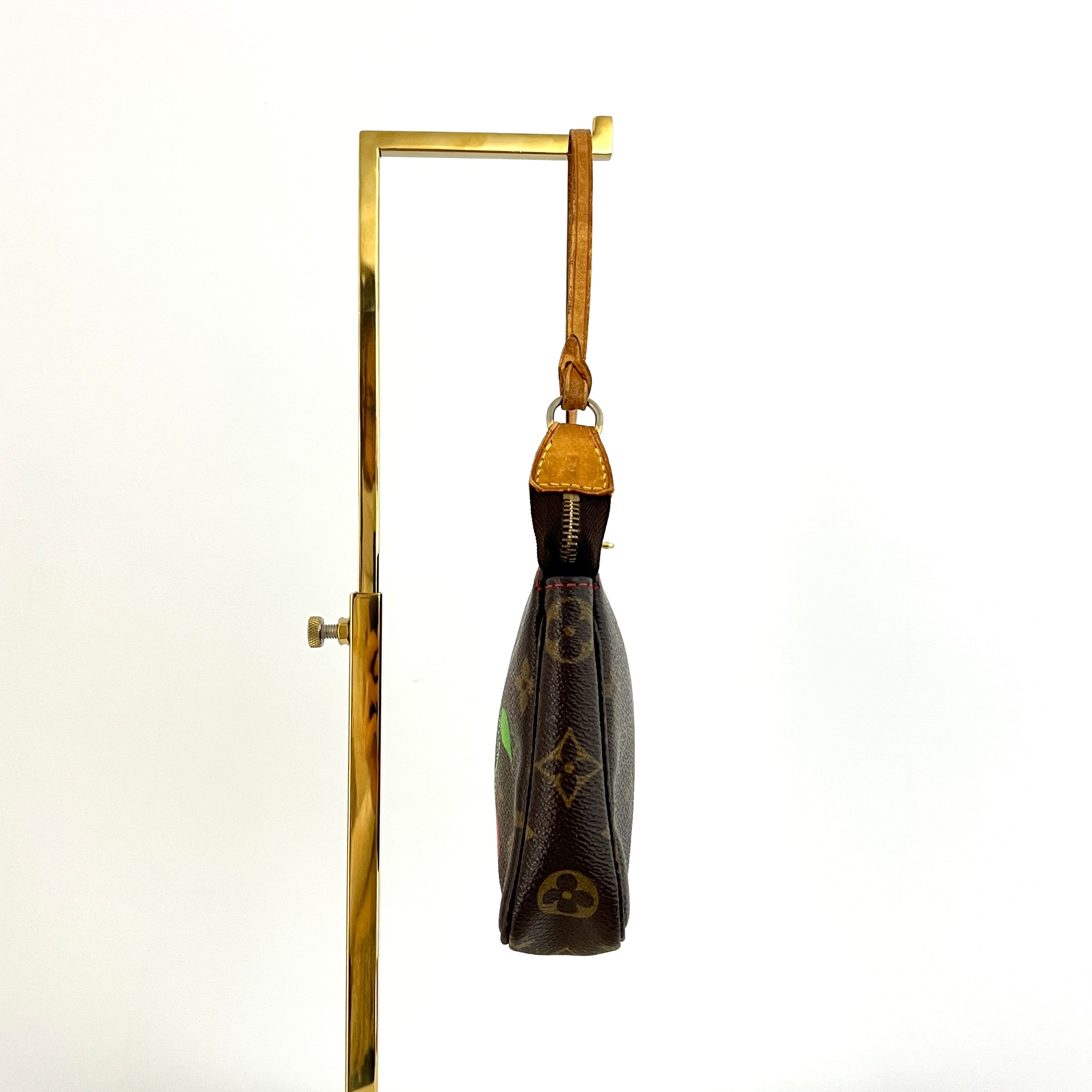 LOUIS VUITTON Pochette Accessoires handbag in brown canvas and leather