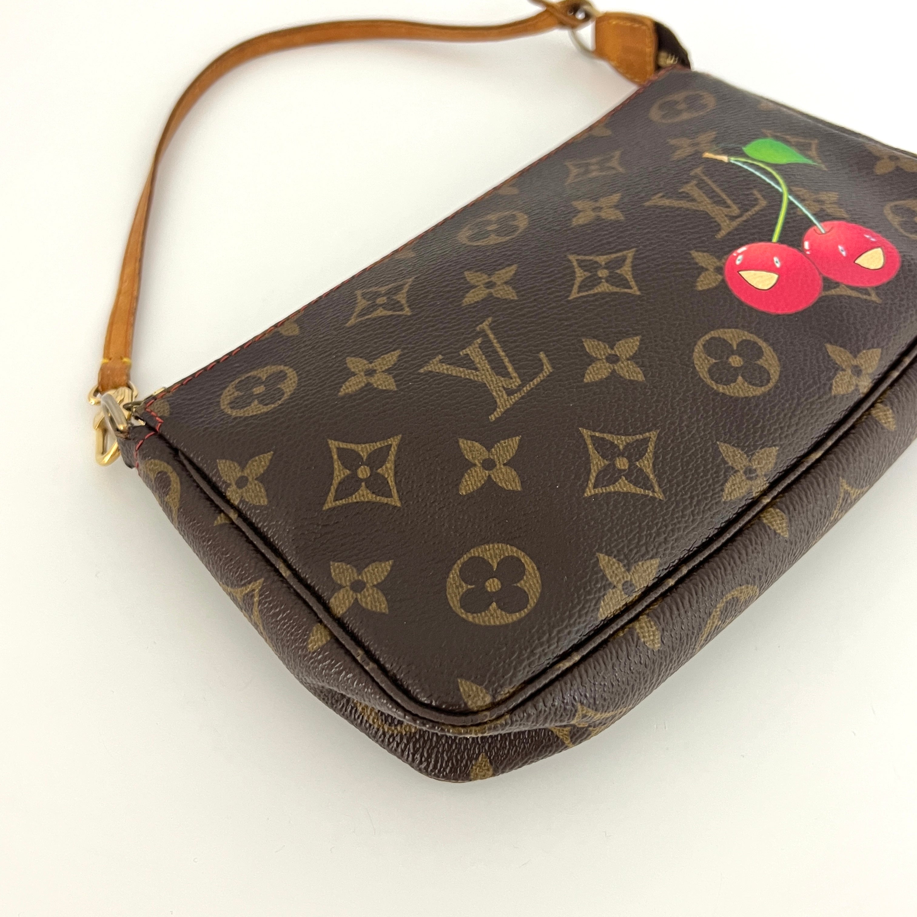 LOUIS VUITTON Pochette Accessoires handbag in brown canvas and leather
