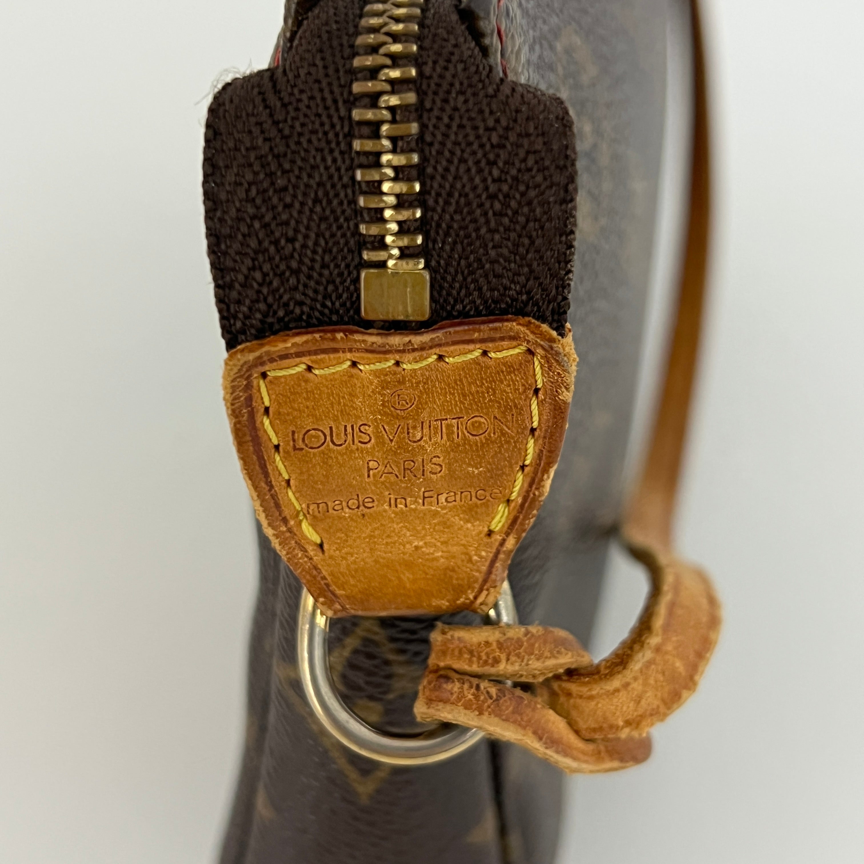 LOUIS VUITTON Pochette Accessoires handbag in brown canvas and leather