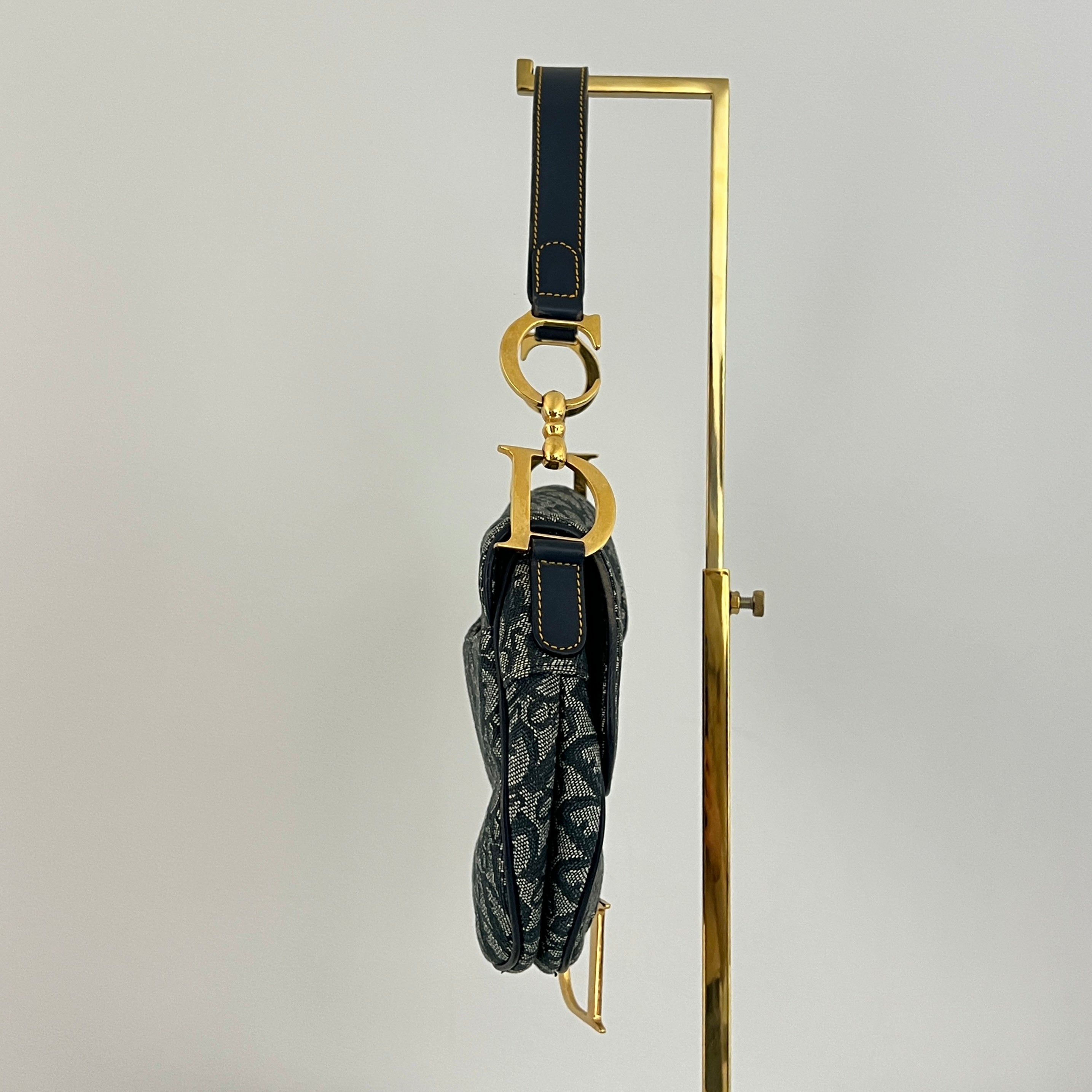 DIOR Saddle canvas and blue leather handbag