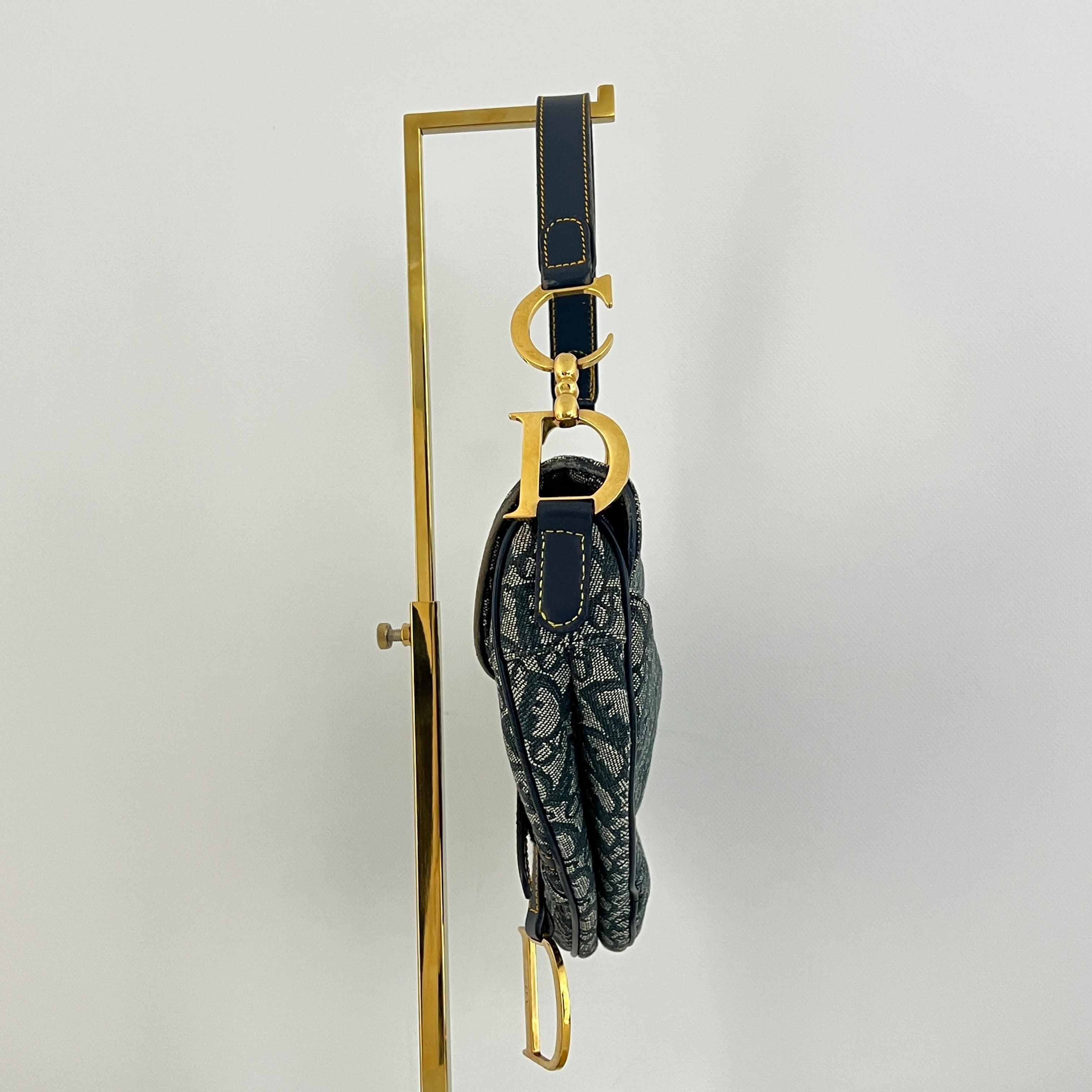 DIOR Saddle canvas and blue leather handbag