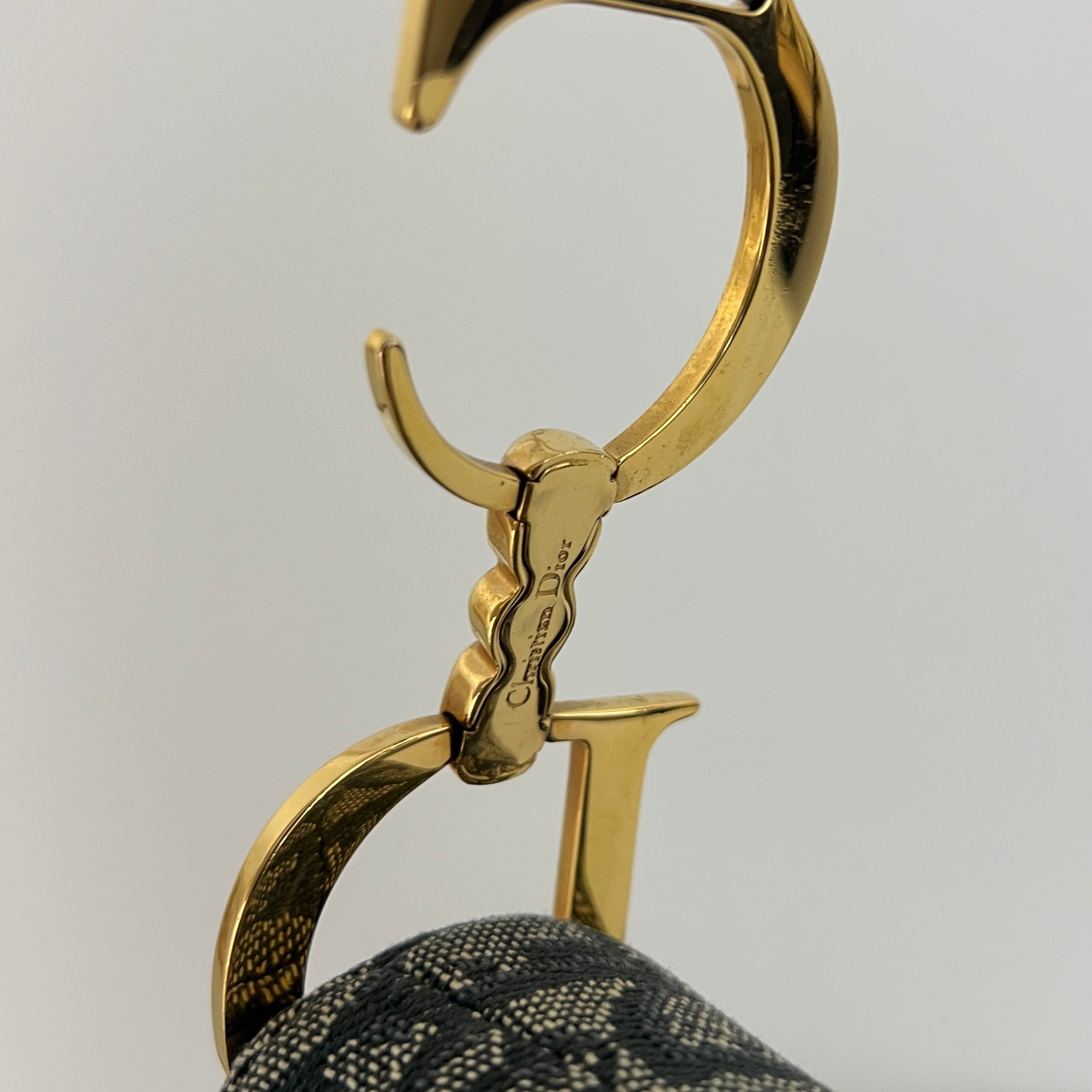 DIOR Saddle canvas and blue leather handbag