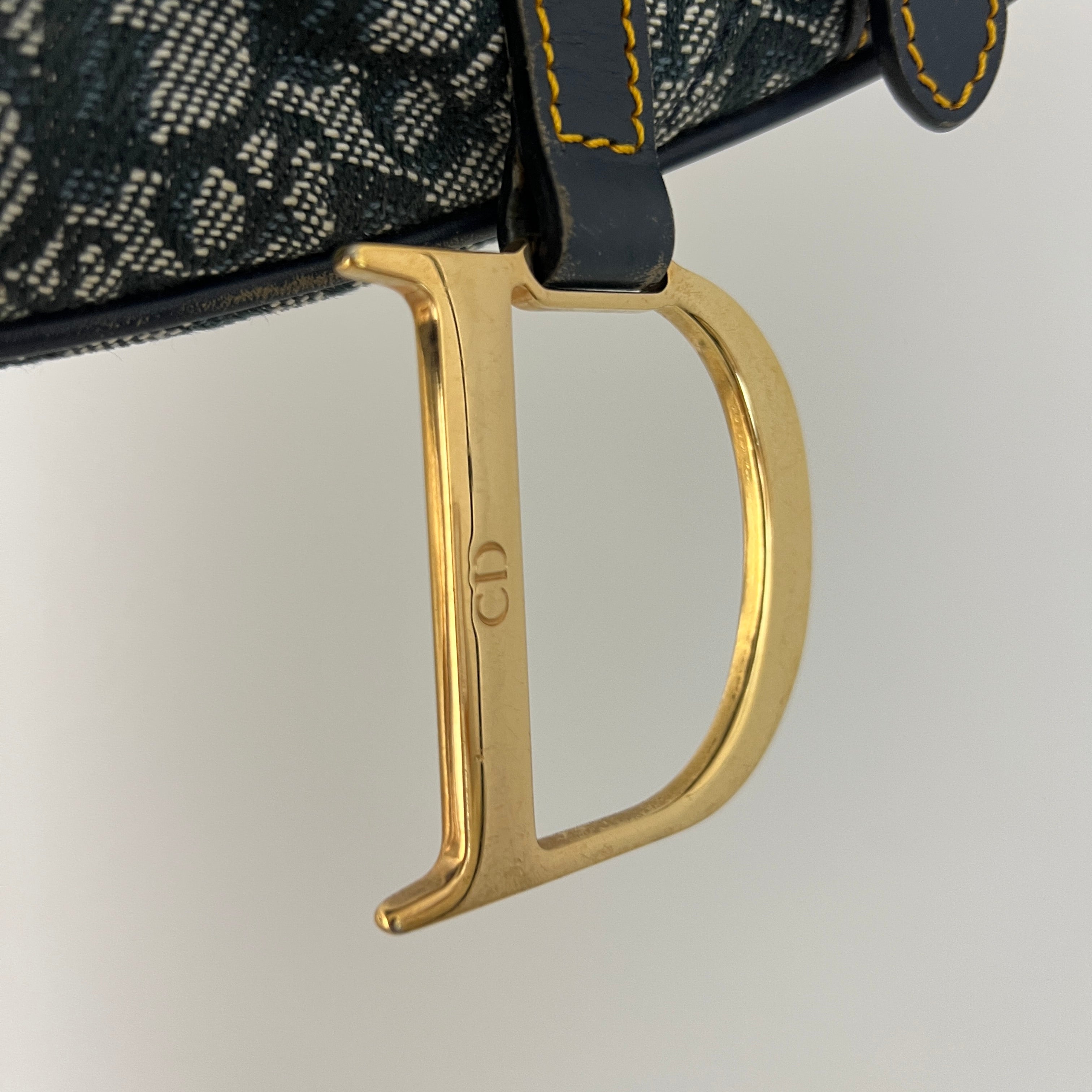 DIOR Saddle canvas and blue leather handbag