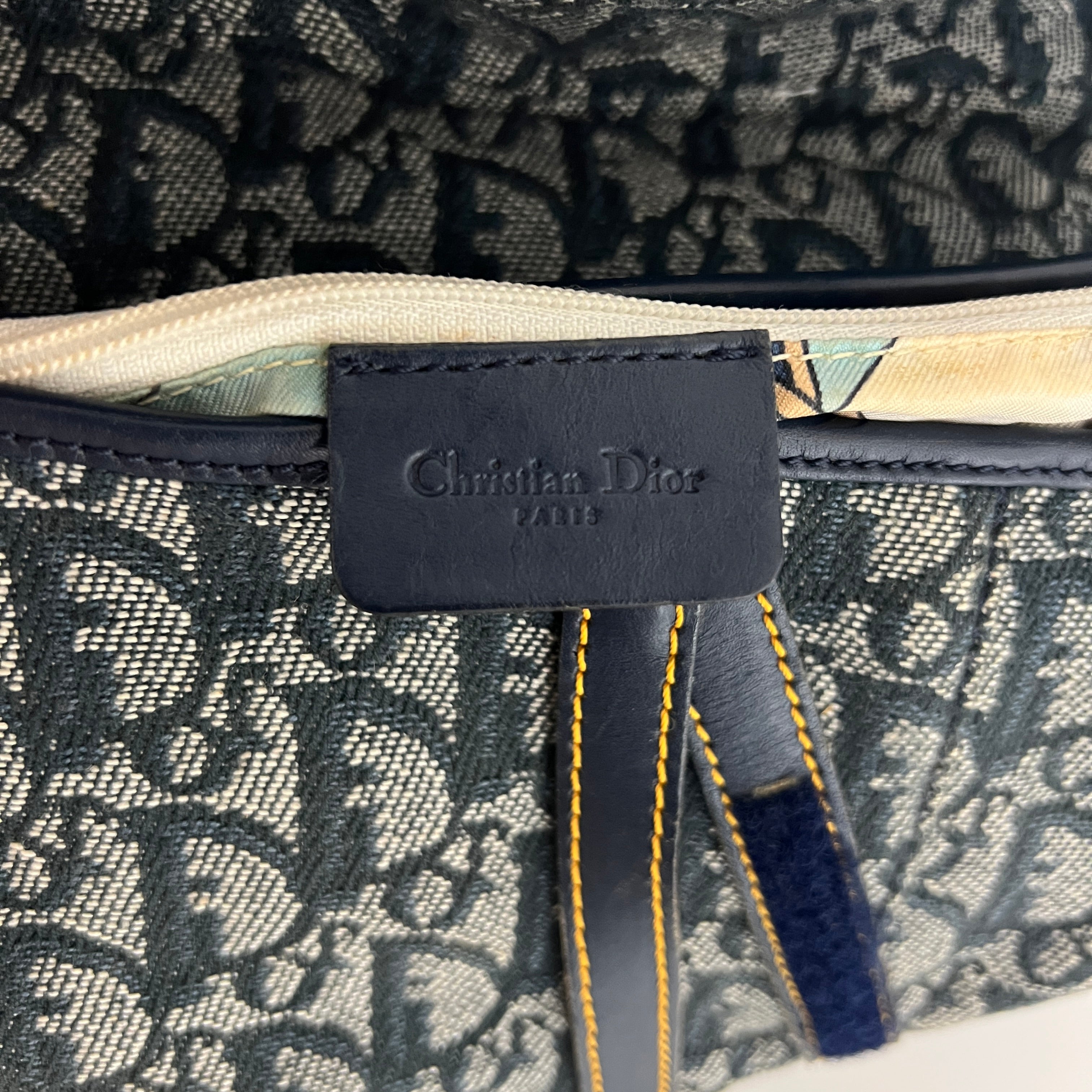 DIOR Saddle canvas and blue leather handbag