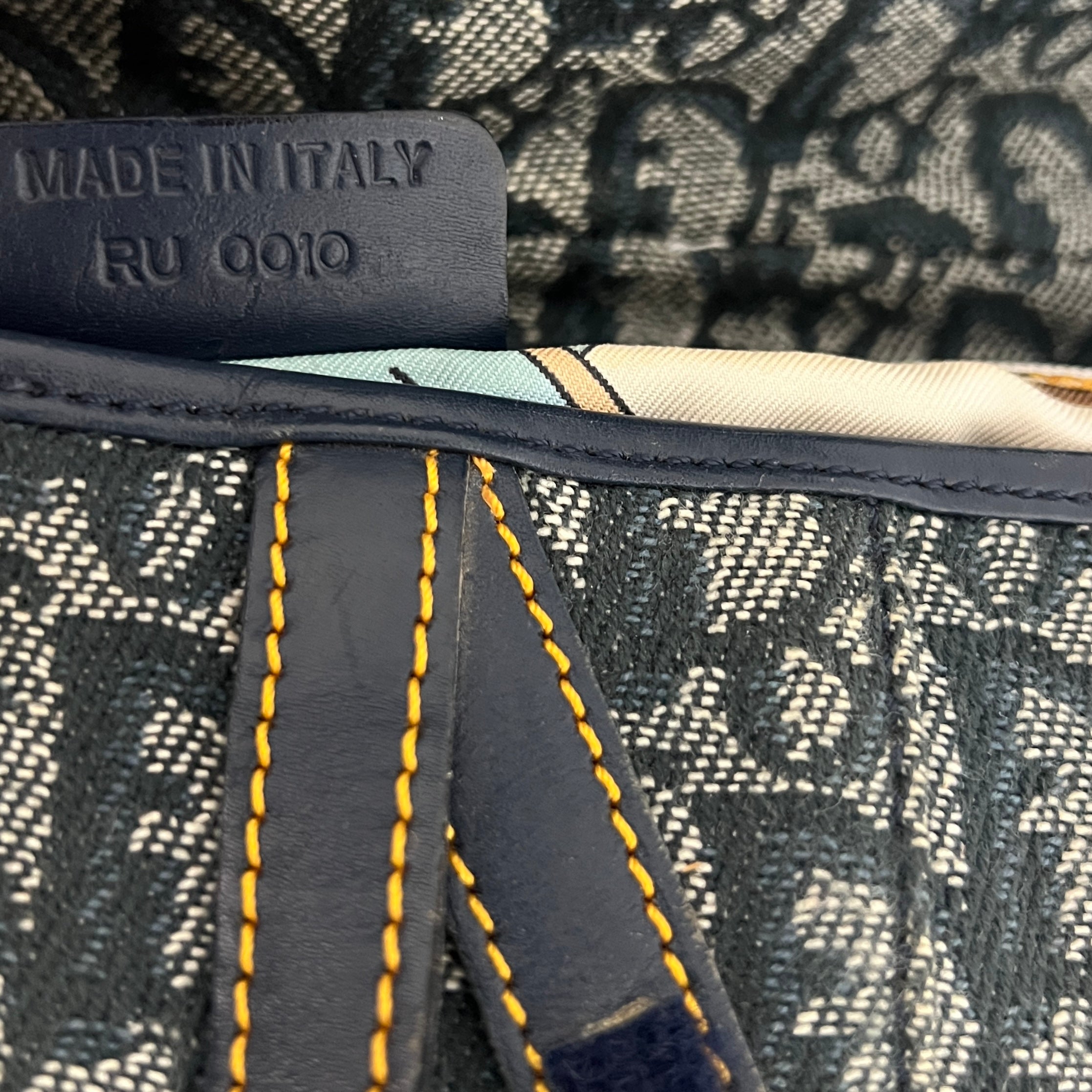 DIOR Saddle canvas and blue leather handbag