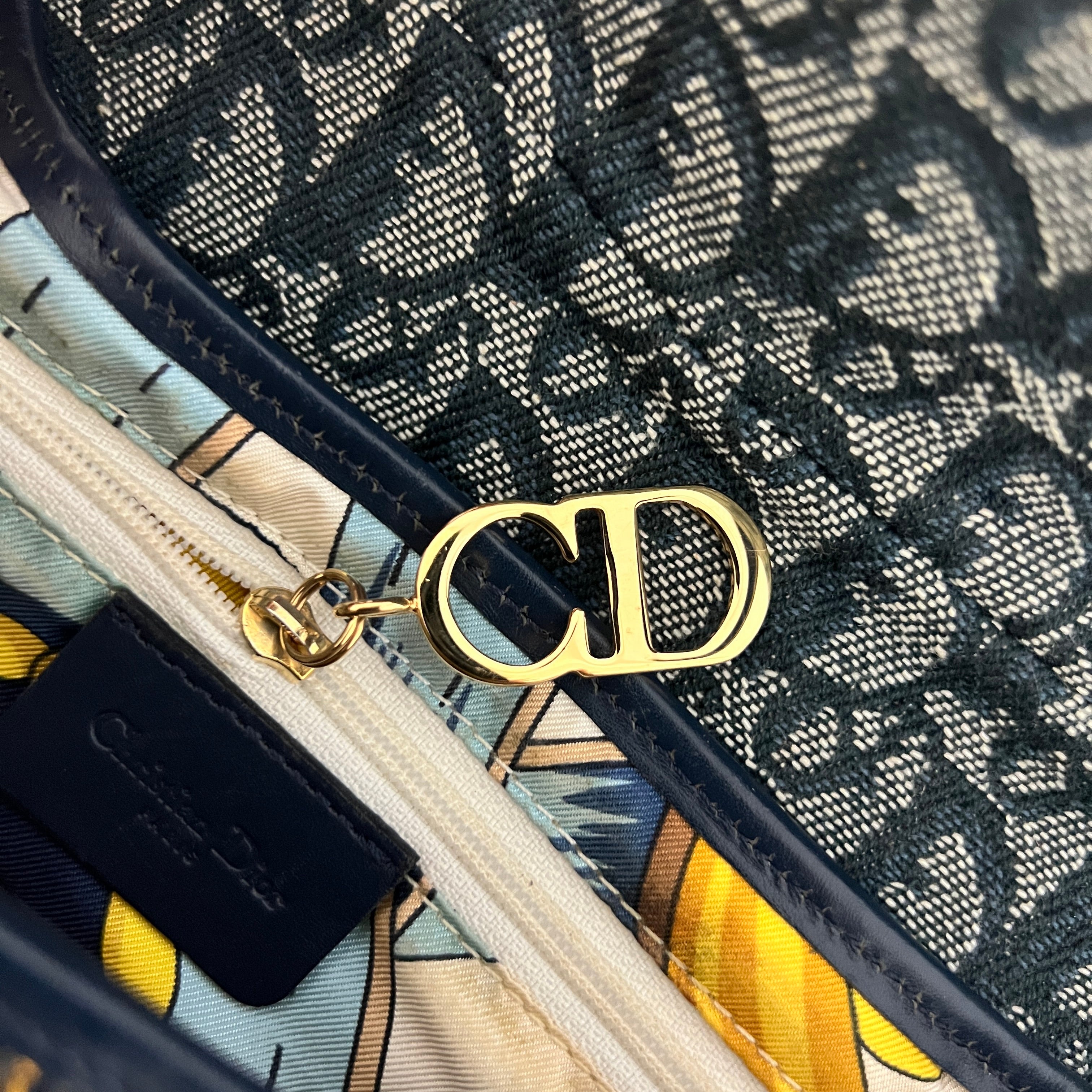 DIOR Saddle canvas and blue leather handbag
