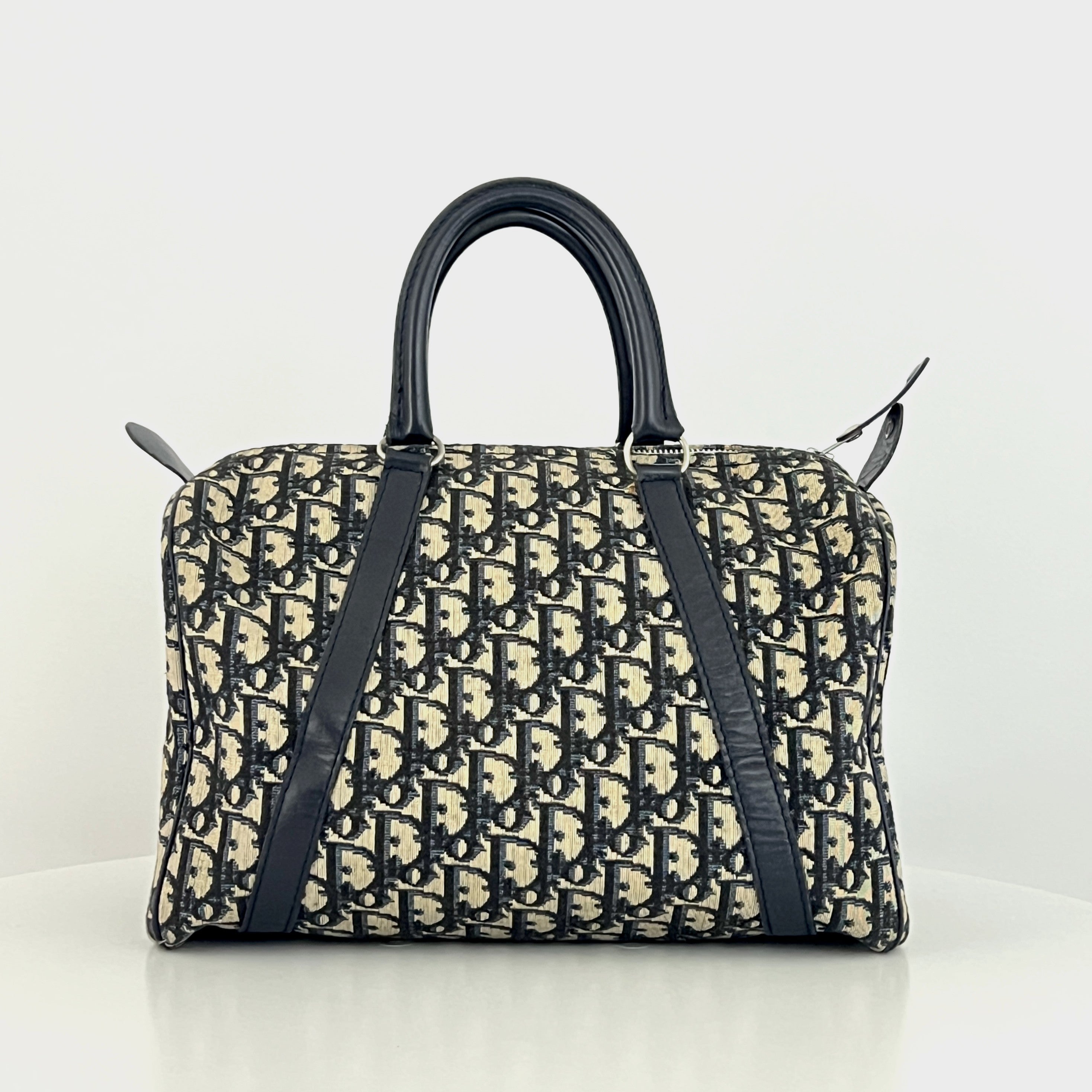 DIOR Boston Trotter Mini handbag in navy canvas and leather