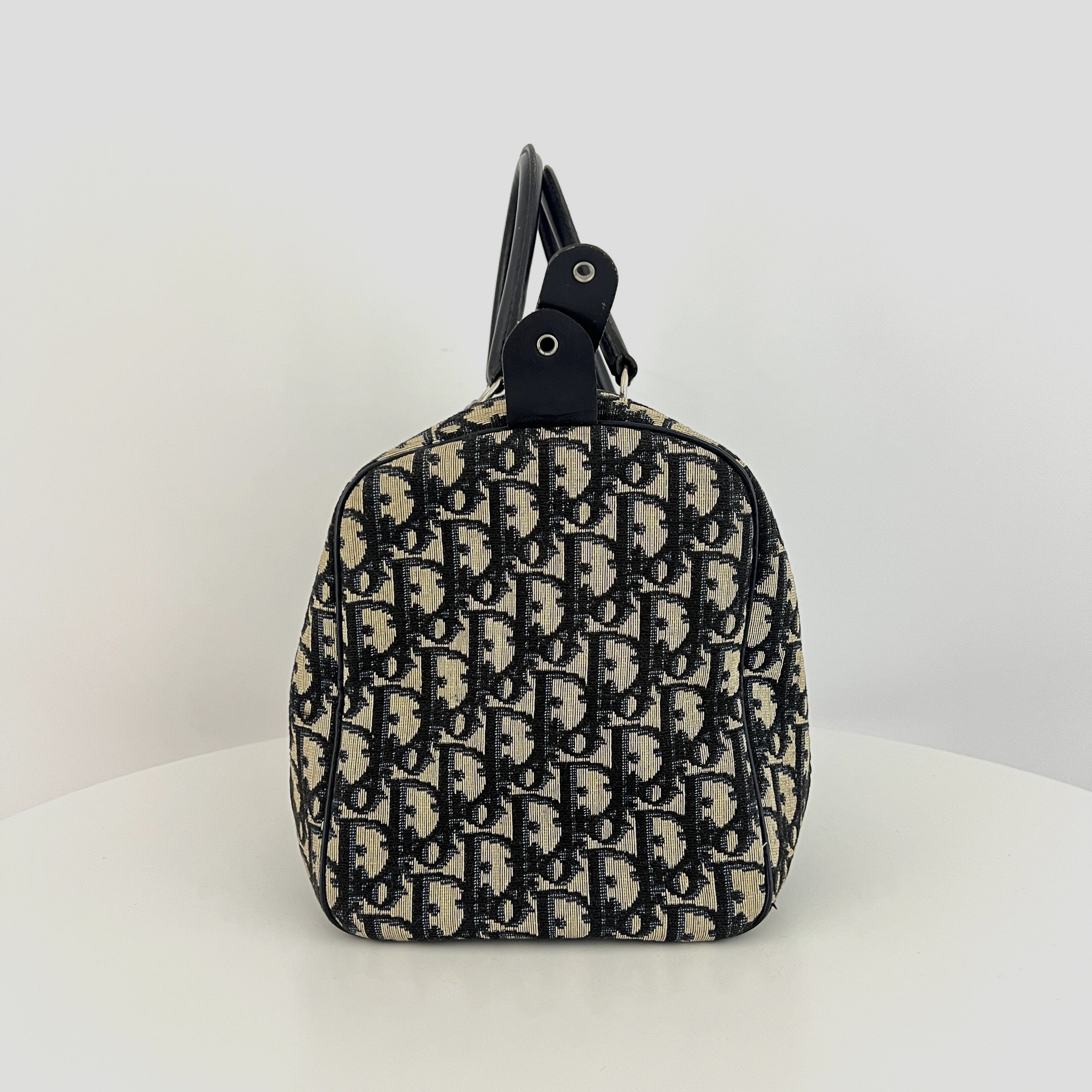 DIOR Boston Trotter Mini handbag in navy canvas and leather