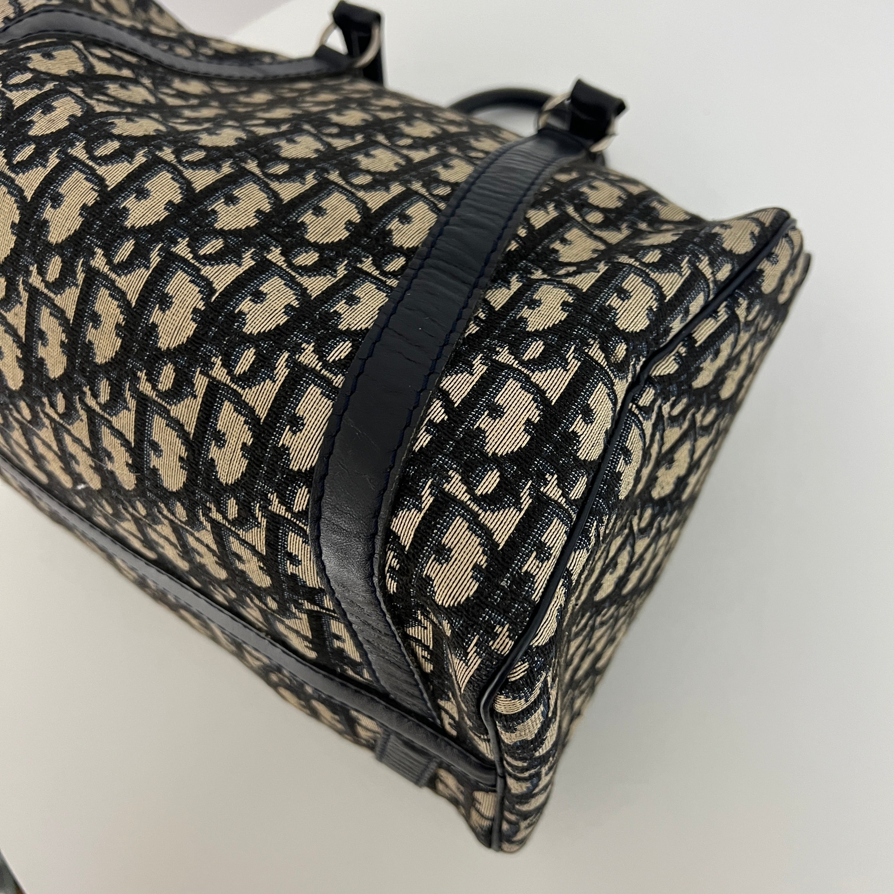 DIOR Boston Trotter Mini handbag in navy canvas and leather