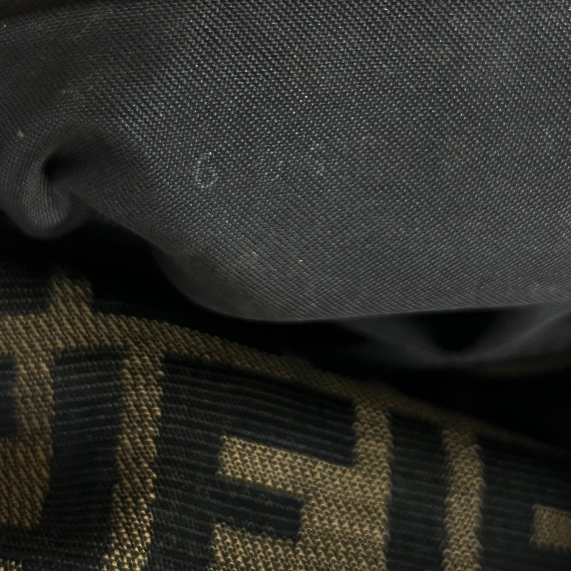 FENDI Mamma canvas and brown leather handbag