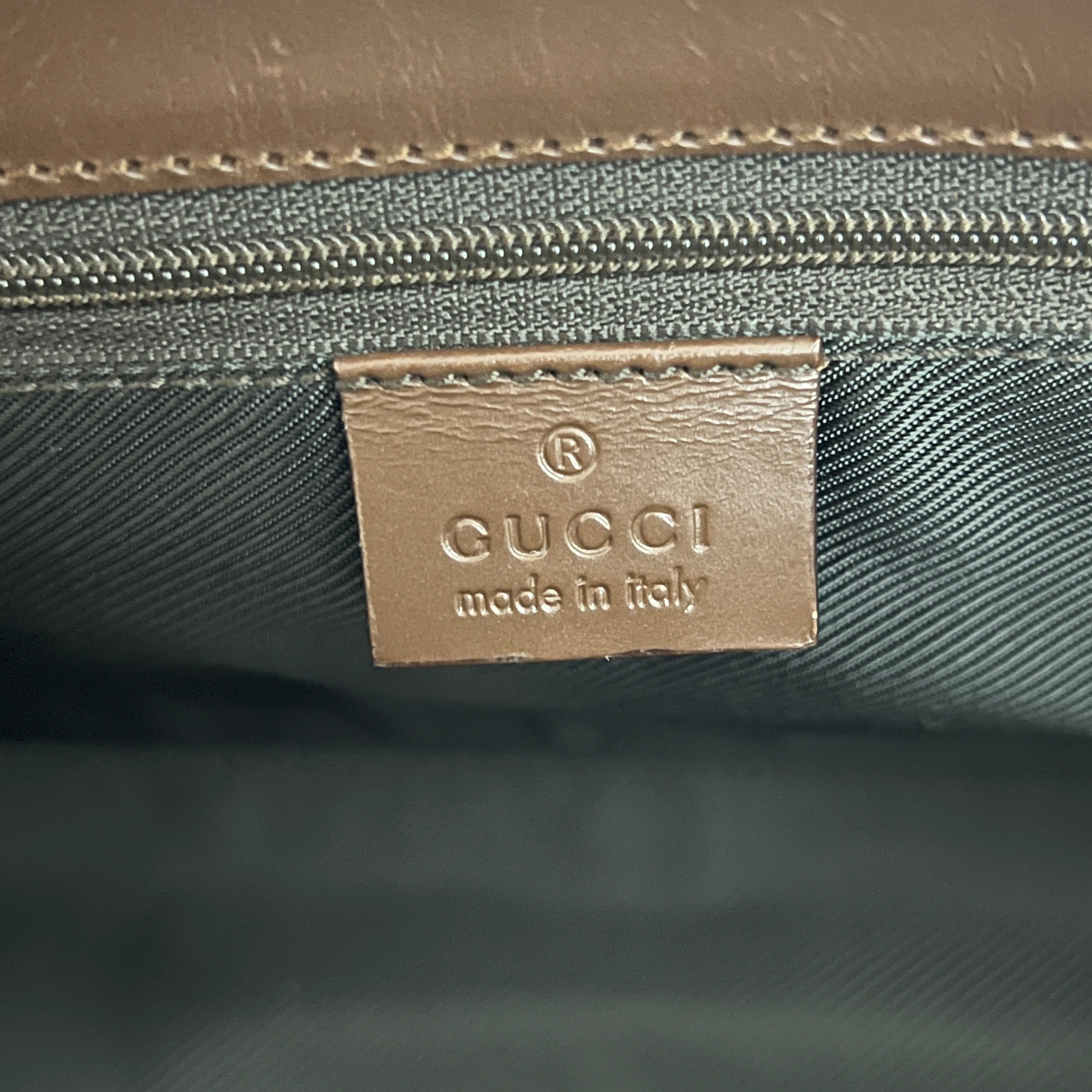 GUCCI Jackie canvas and brown leather handbag