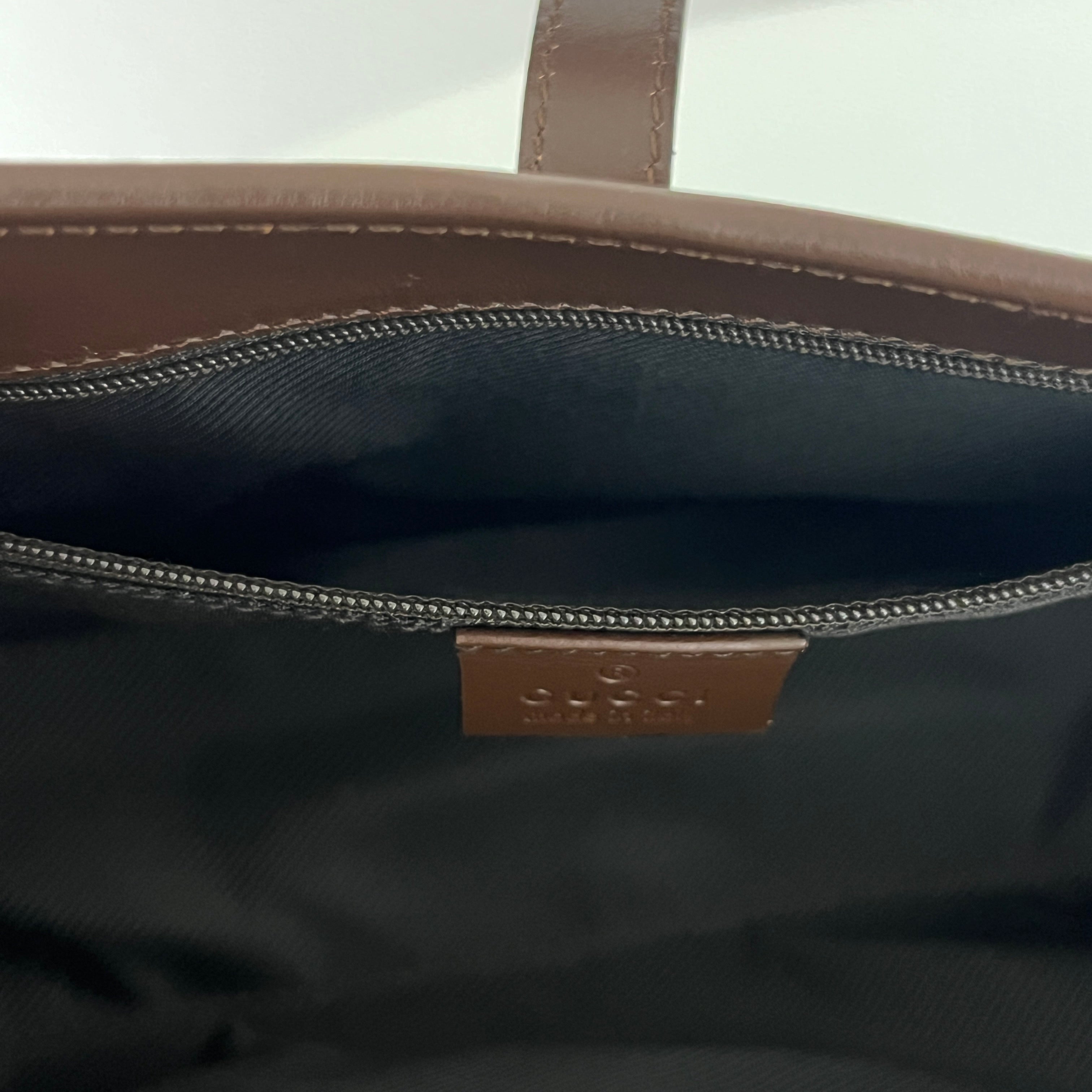 GUCCI Jackie canvas and brown leather handbag