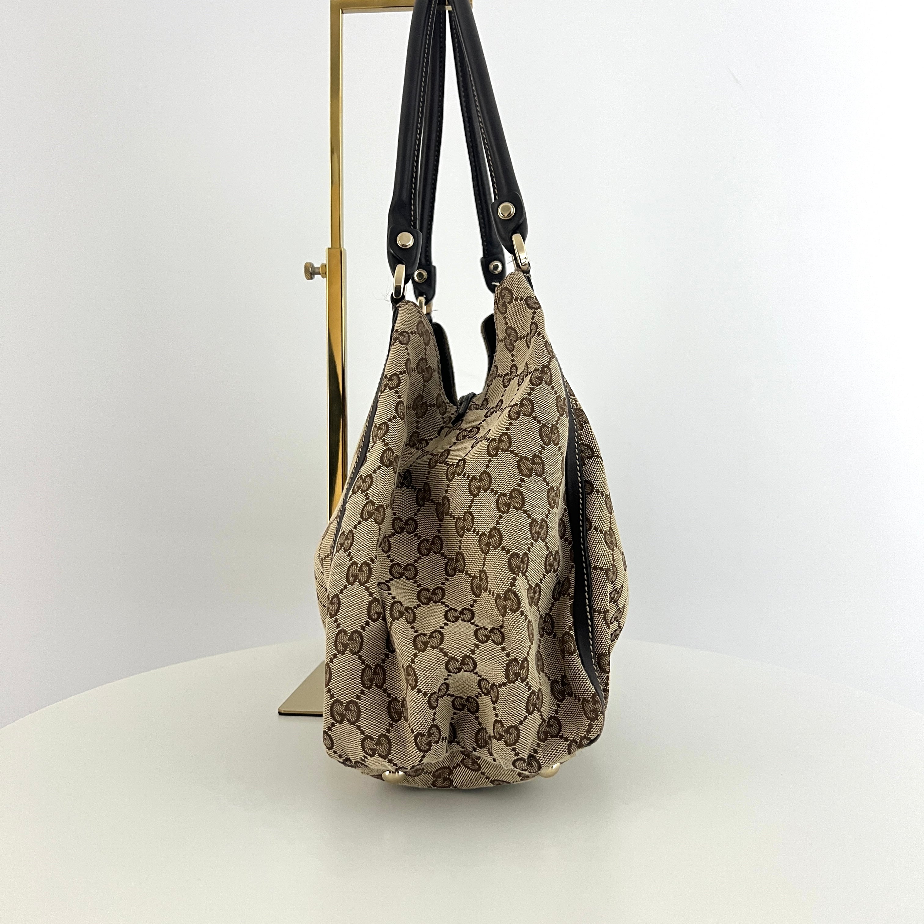 Sac à main GUCCI Abbey Hobo toile et cuir marron