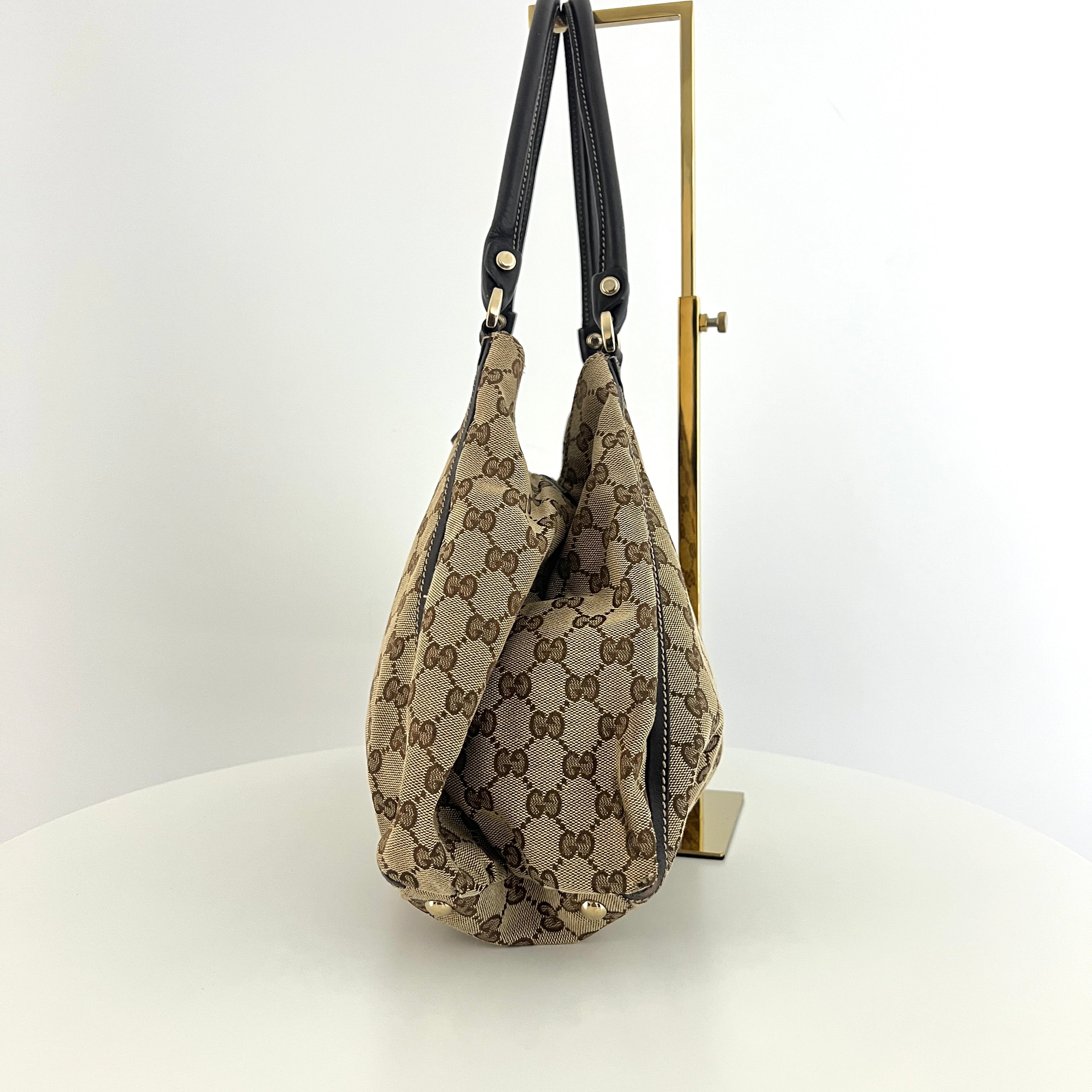 Sac à main GUCCI Abbey Hobo toile et cuir marron