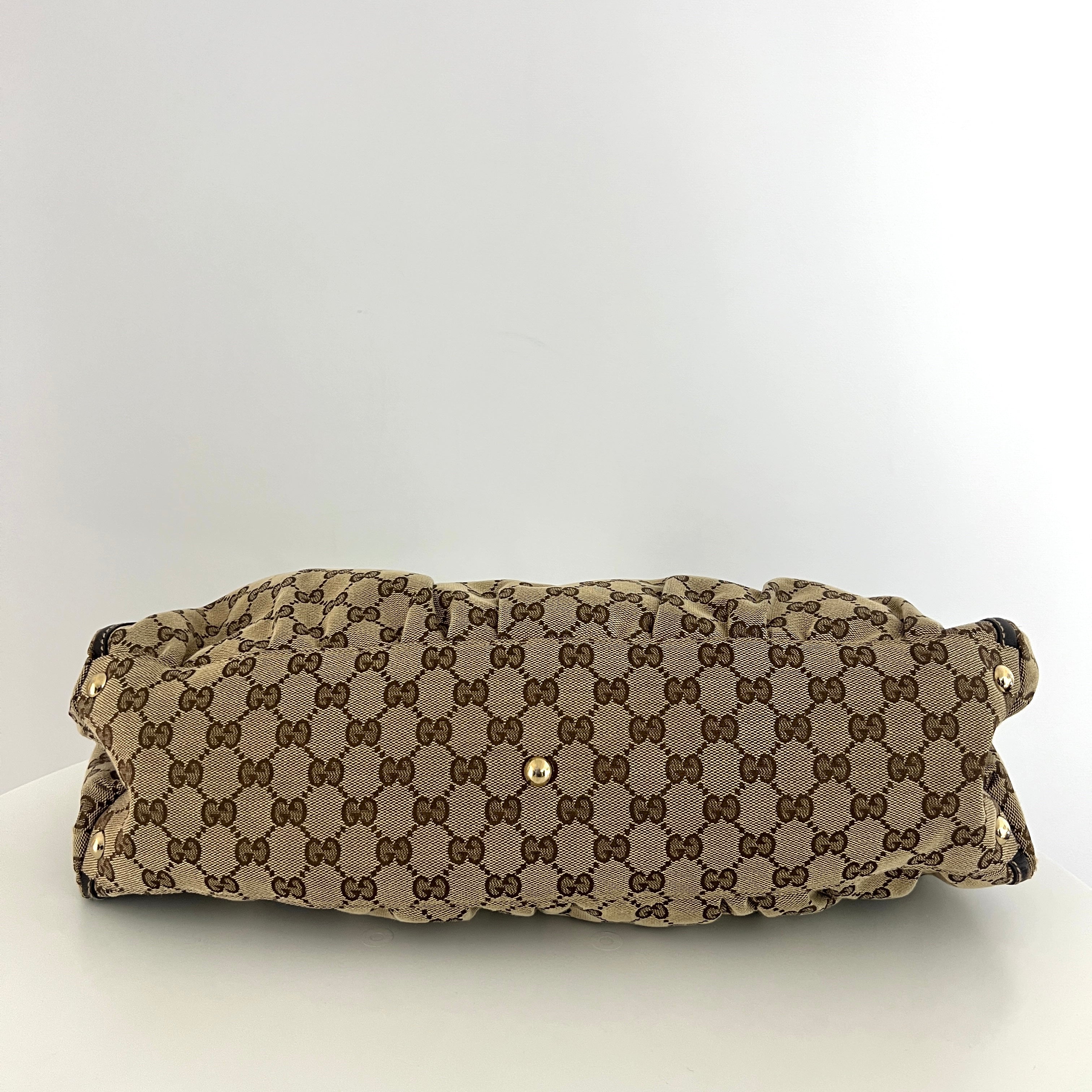 Sac à main GUCCI Abbey Hobo toile et cuir marron