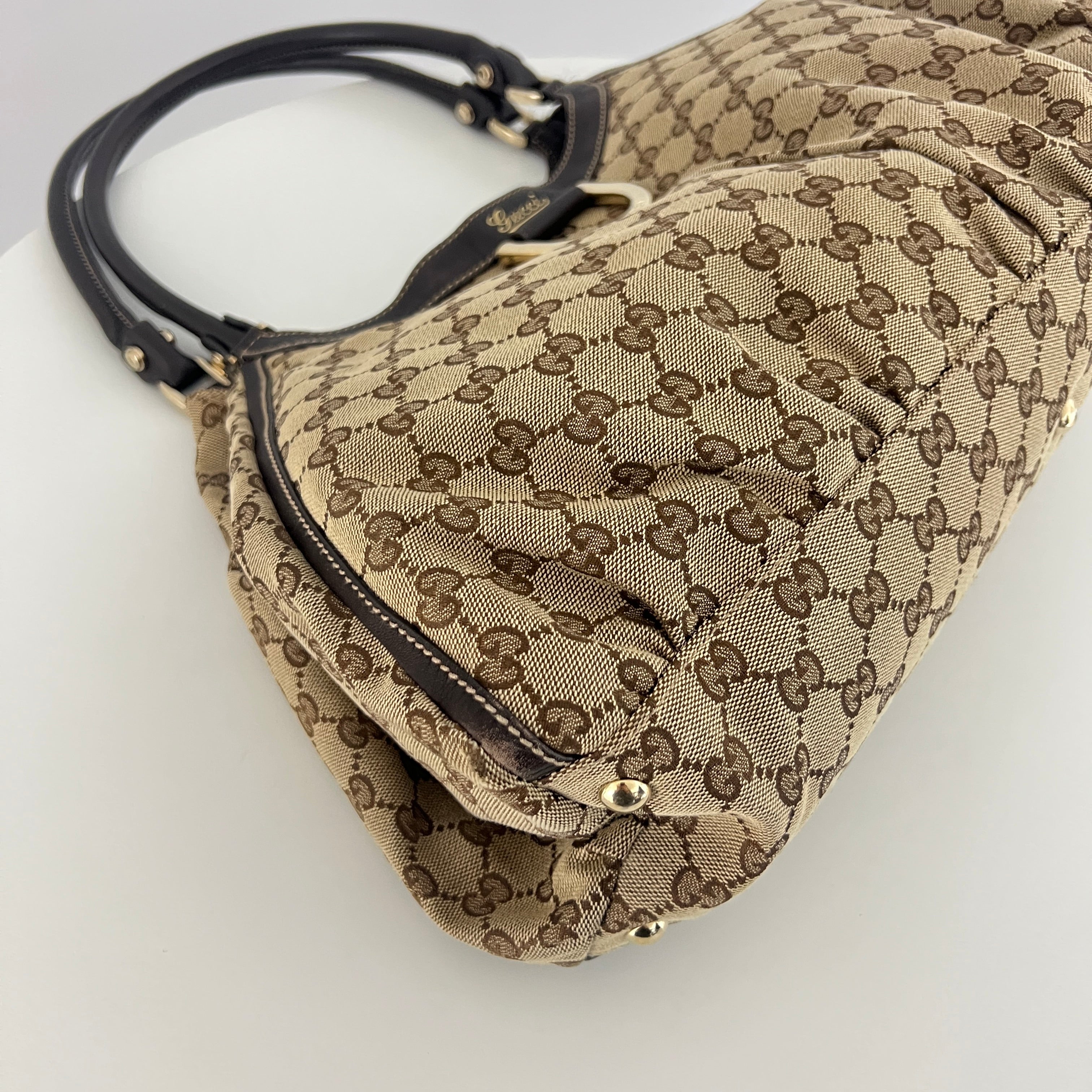 Sac à main GUCCI Abbey Hobo toile et cuir marron