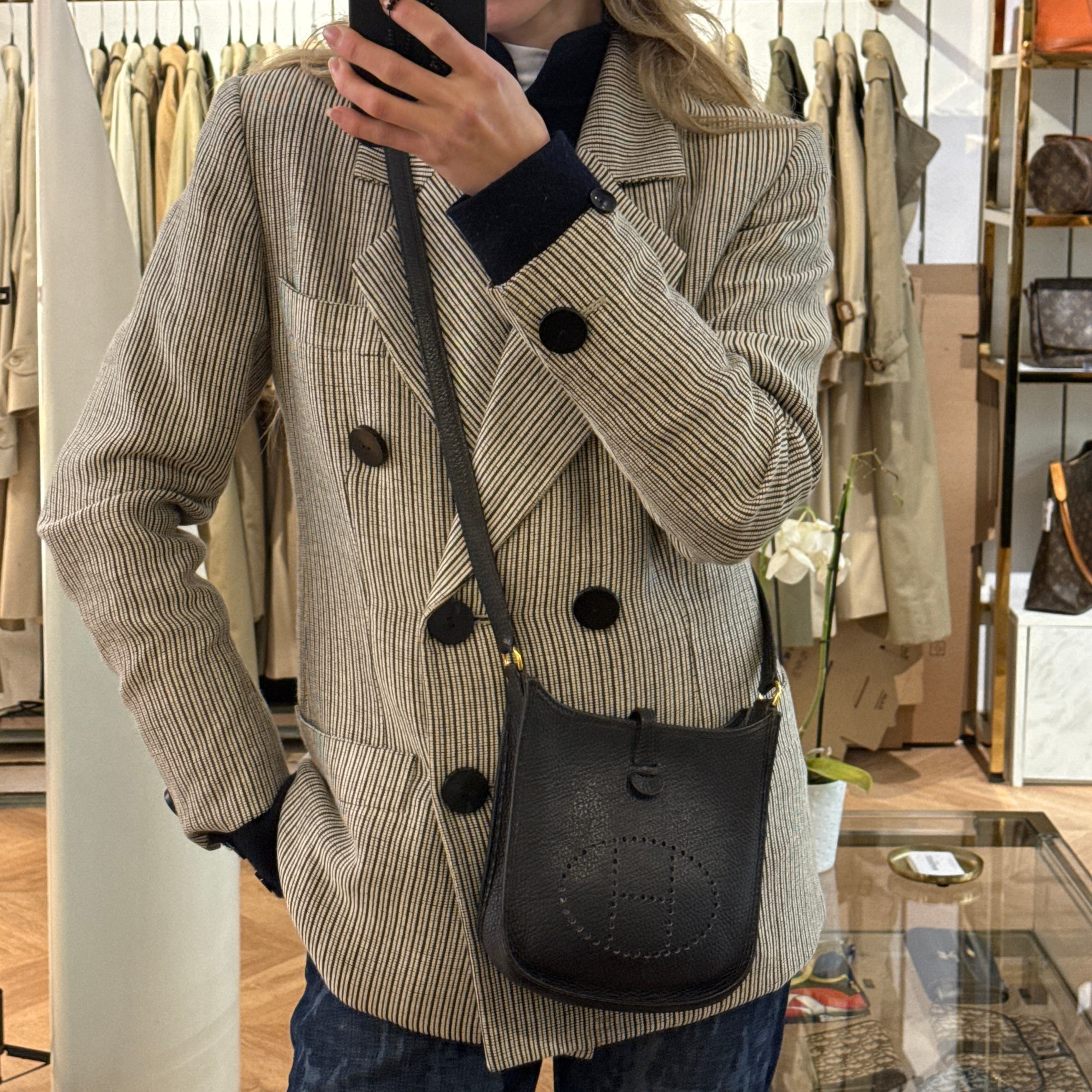 Yves Saint Laurent Rive Gauche blazer, size S, wool, black/white