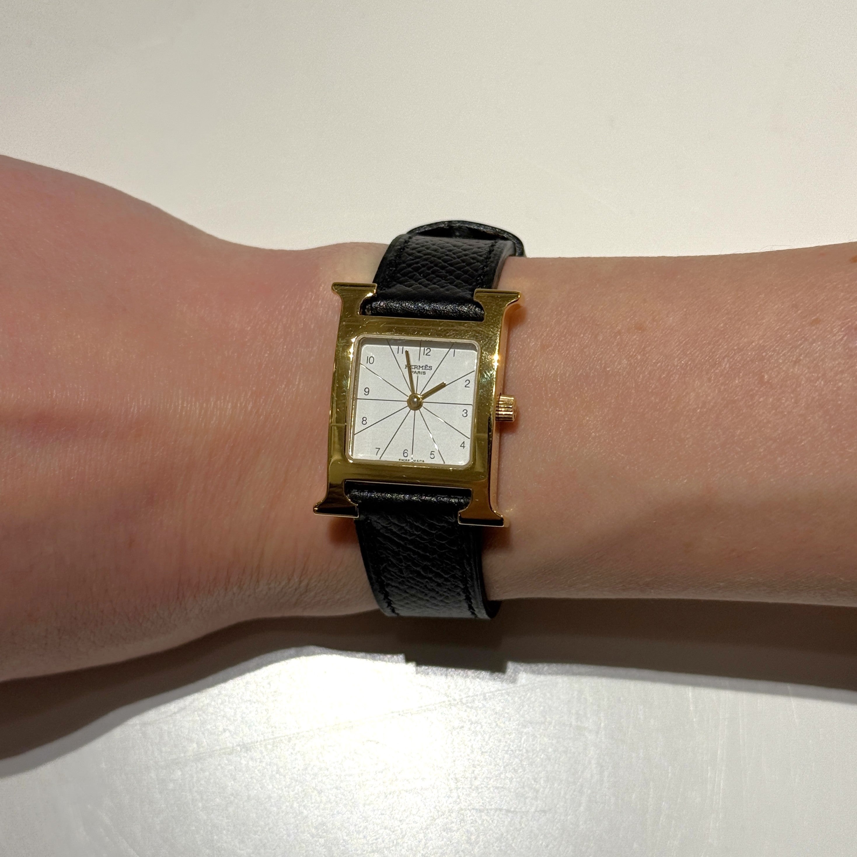 Montre HERMÈS Heure H, Petit modèle, plaquée or dorée