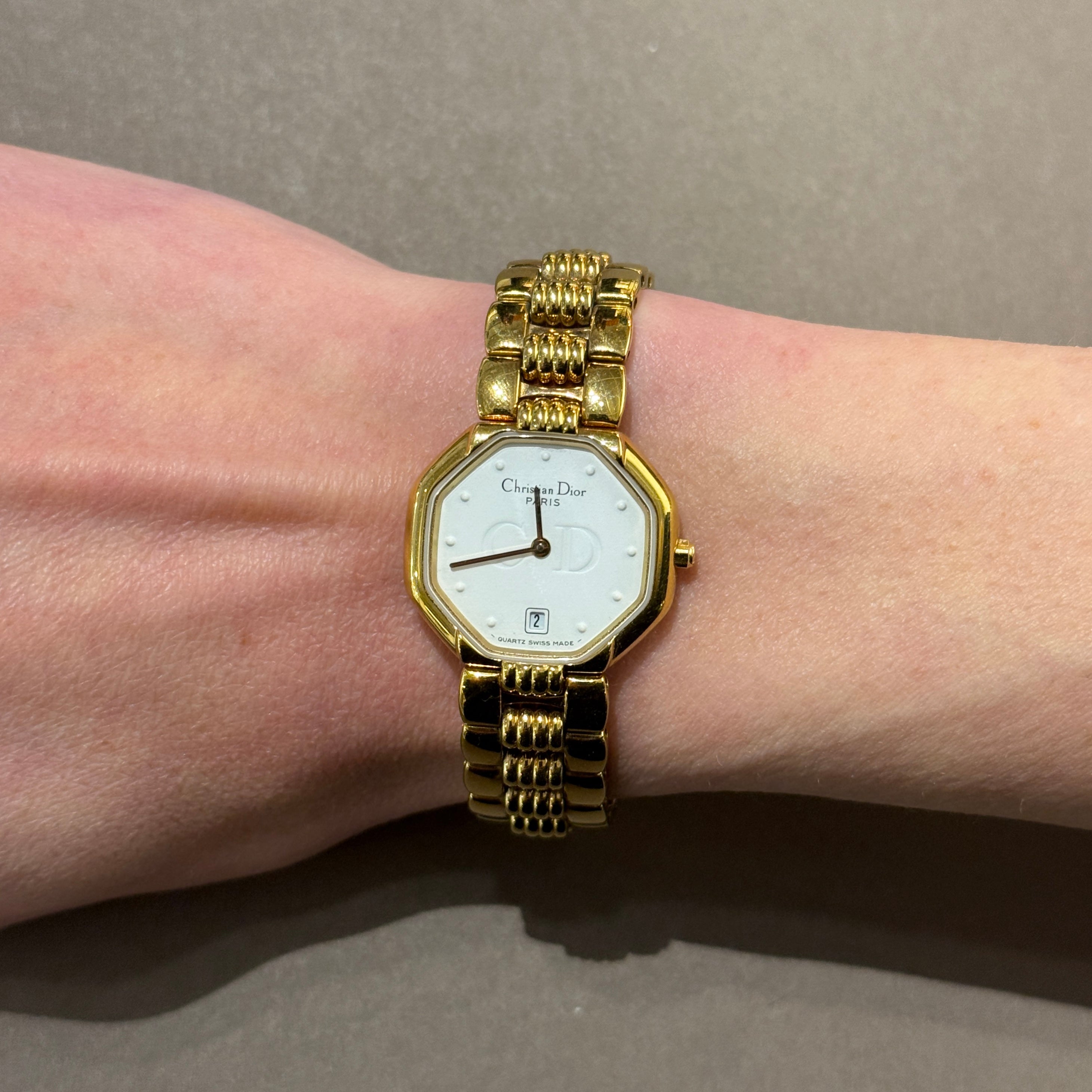 Montre DIOR Octagon plaqué or doré