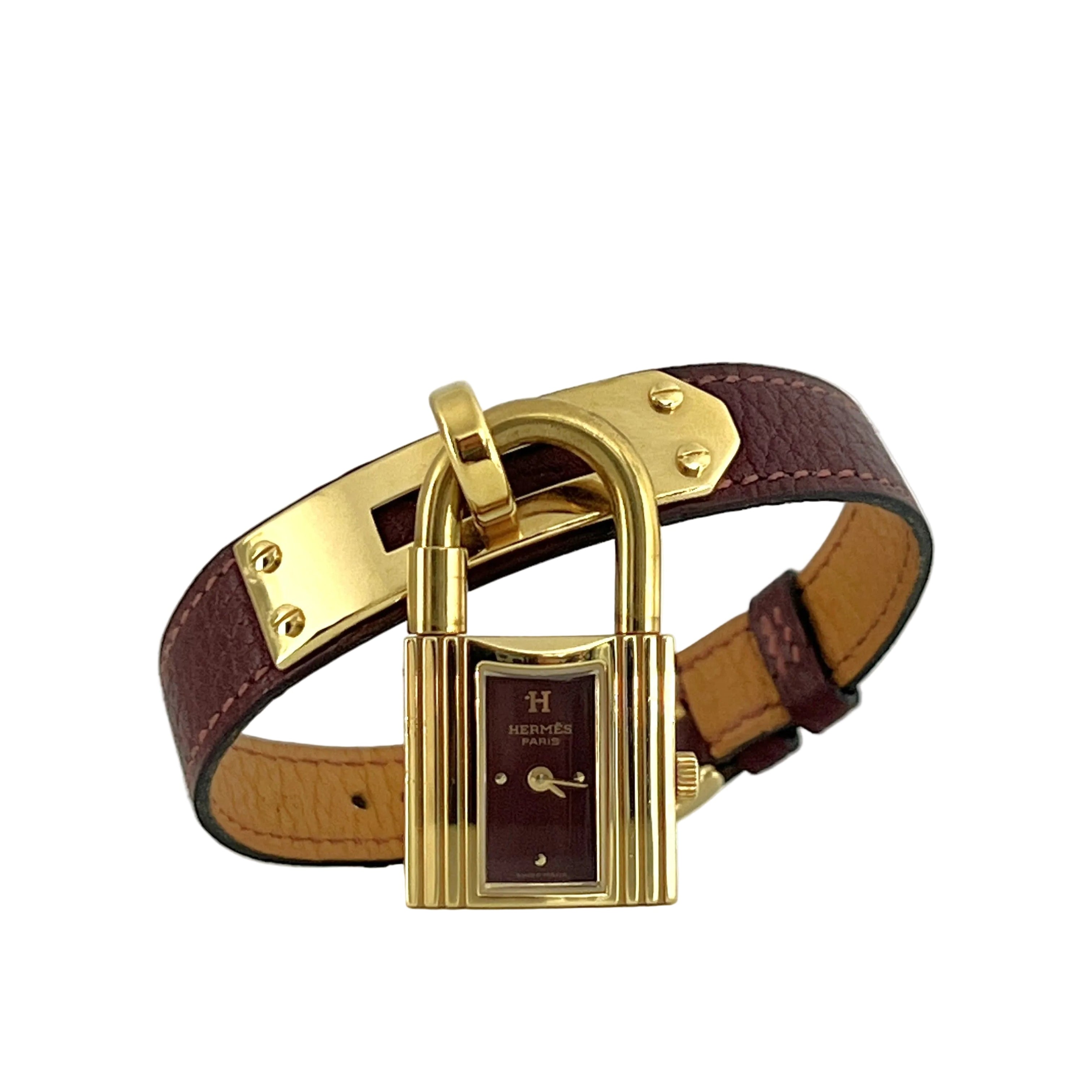 Montre HERMÈS Kelly plaquée or dorée