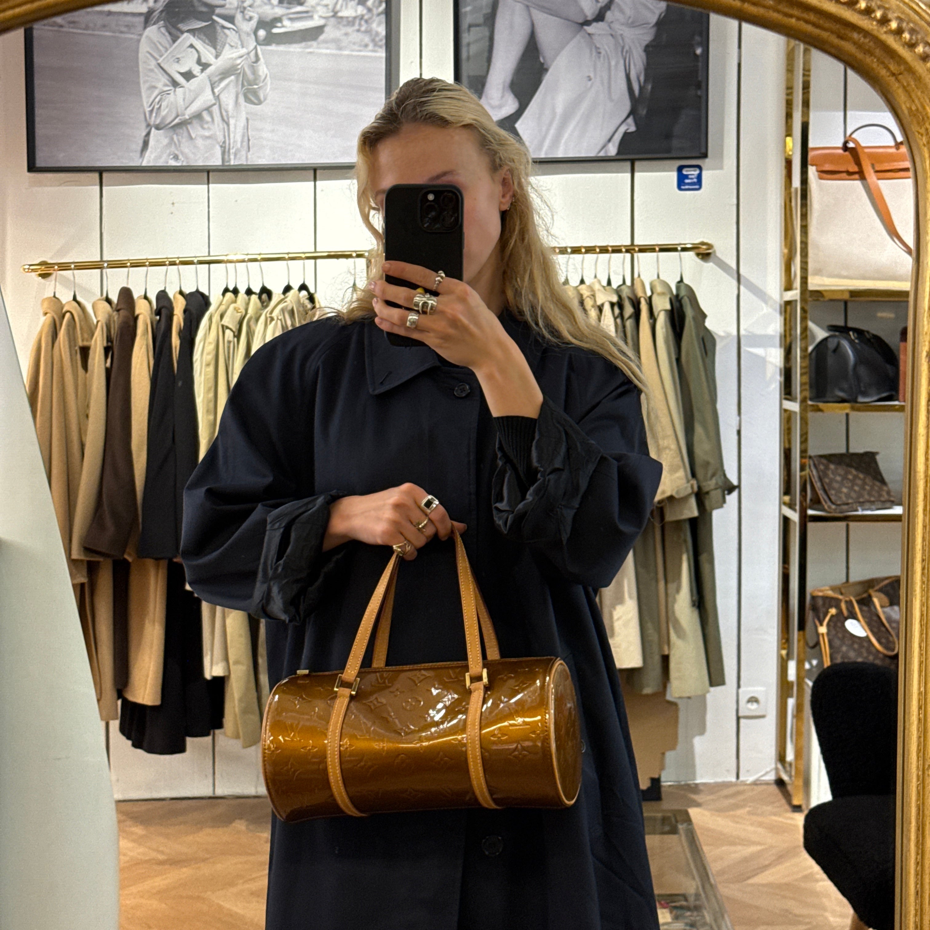 Sac LOUIS VUITTON Bedford cuir verni marron gold