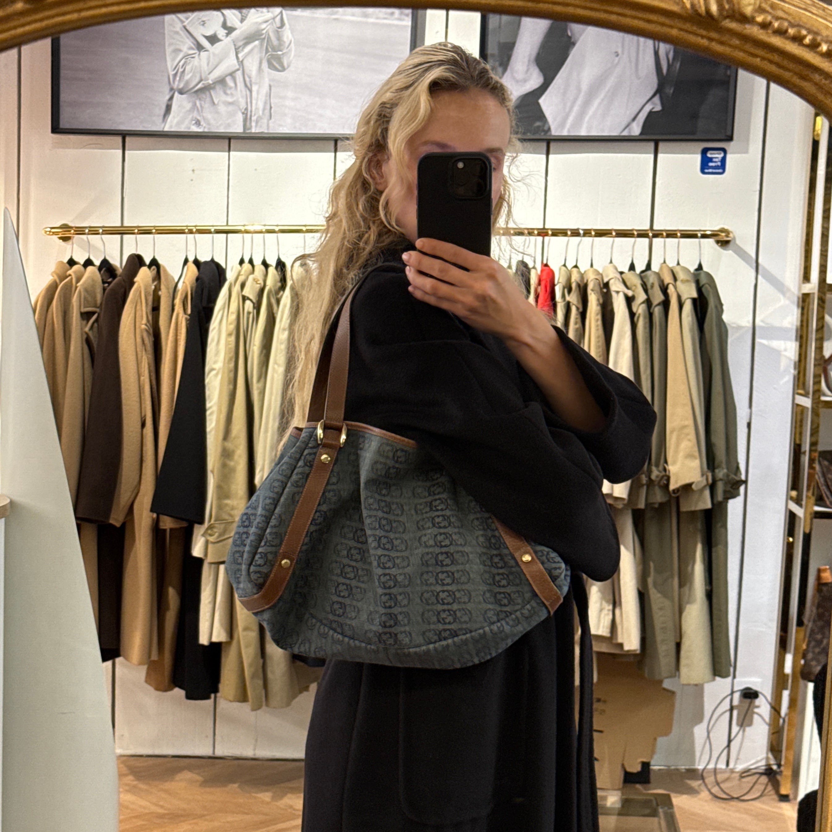 Sac GUCCI Abbey Hobo denim bleu
