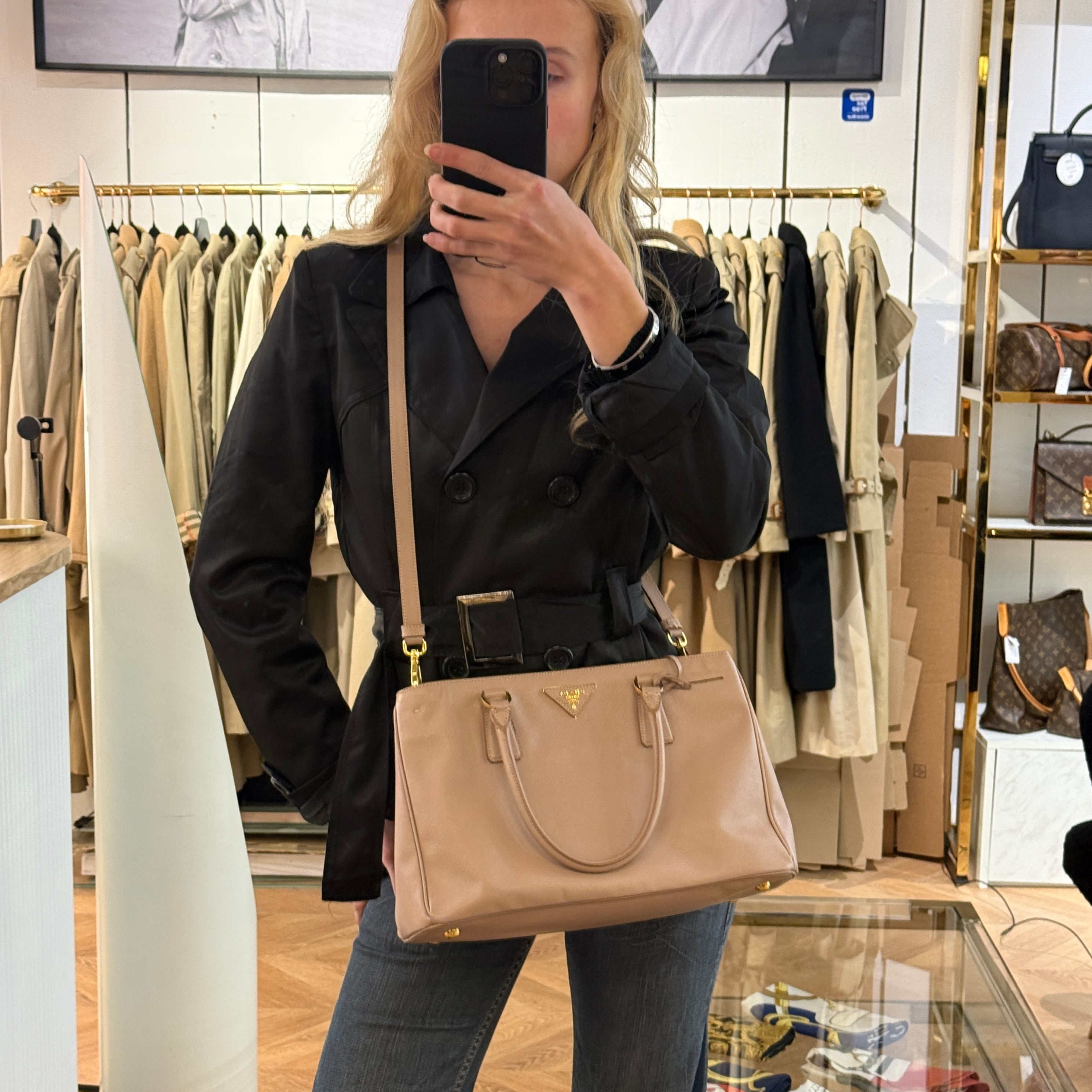 PRADA Galleria beige leather handbag