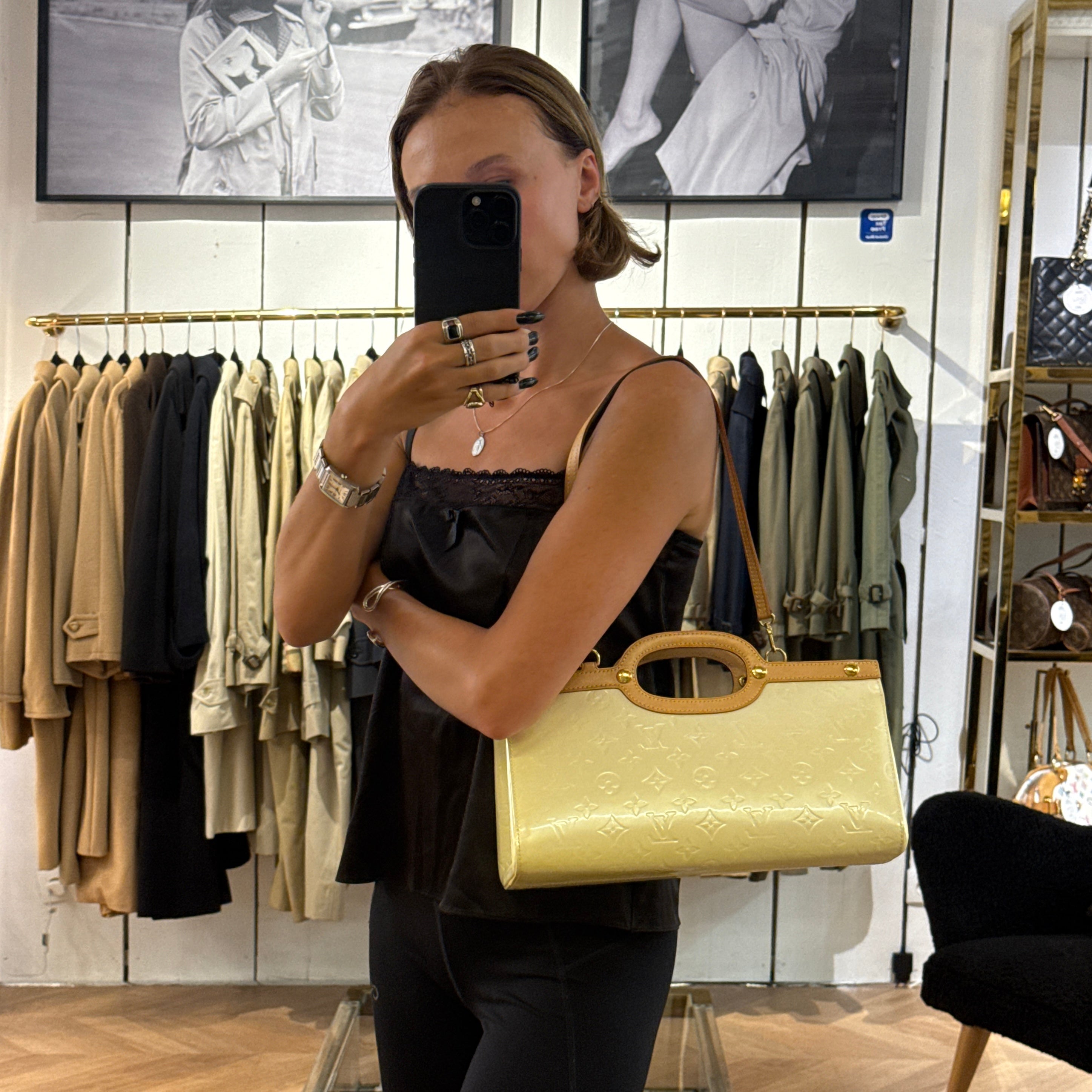 Sac LOUIS VUITTON Roxbury cuir verni perle vintage 2006