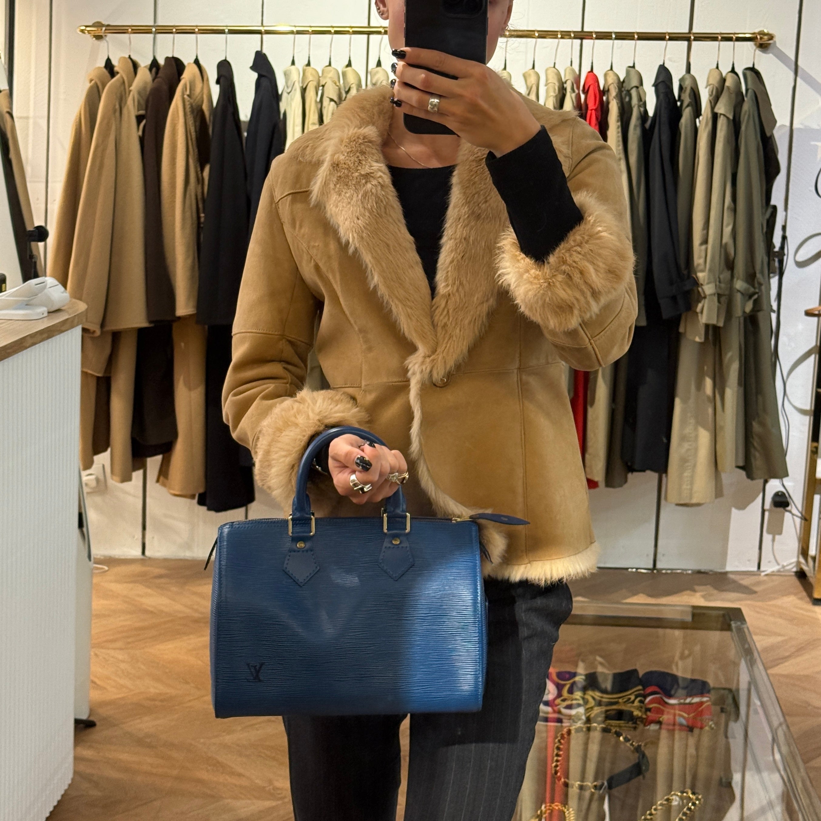 LOUIS VUITTON Speedy 25 blue epi leather bag vintage 1997