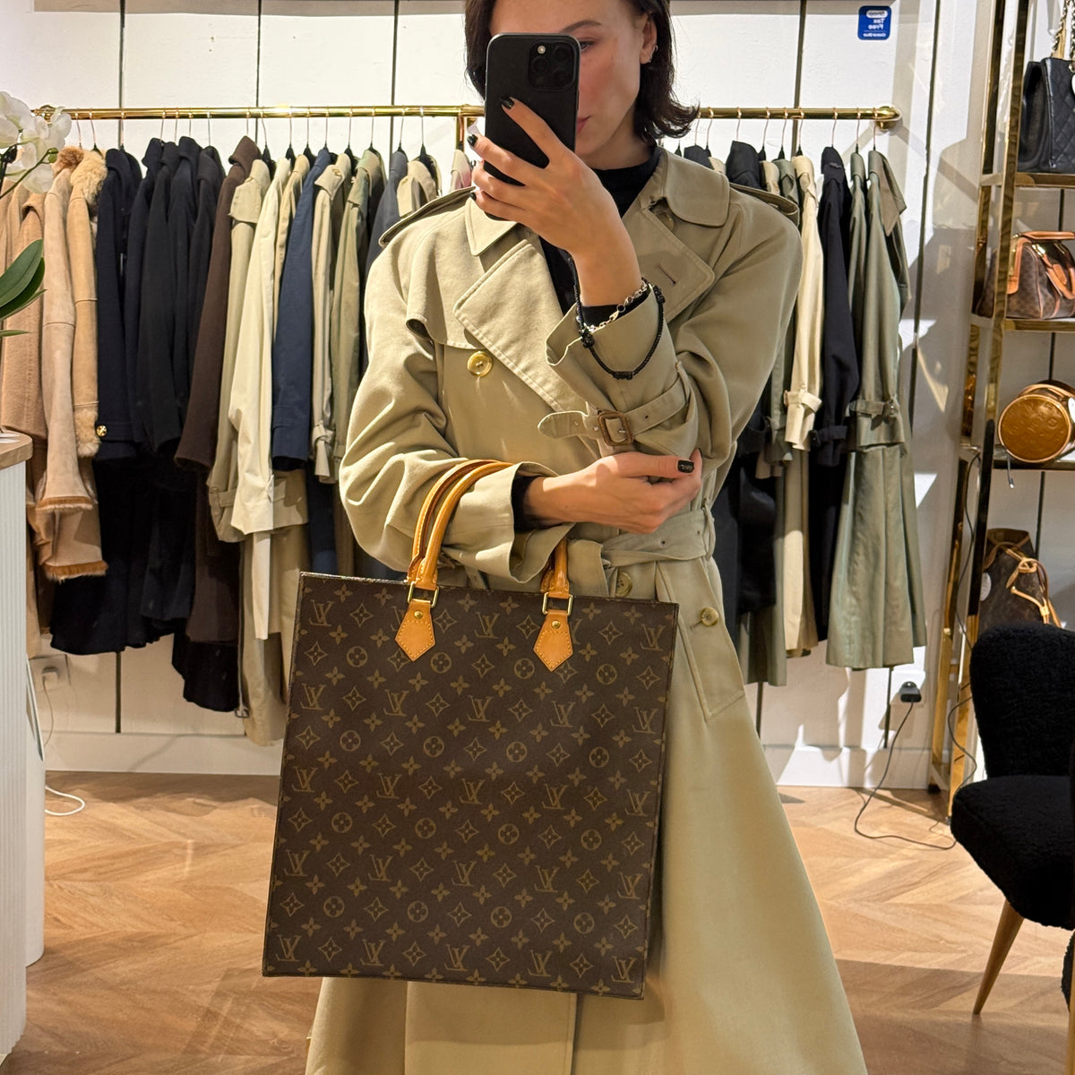 Sac LOUIS VUITTON Sac Plat toile et cuir marron vintage 2002