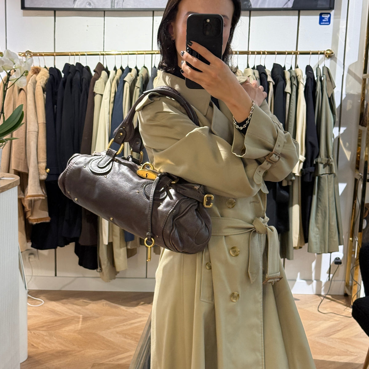 Sac CHLOÉ Paddington cuir grainé marron