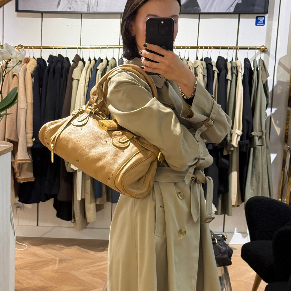 Sac CHLOÉ Paddington cuir grainé beige