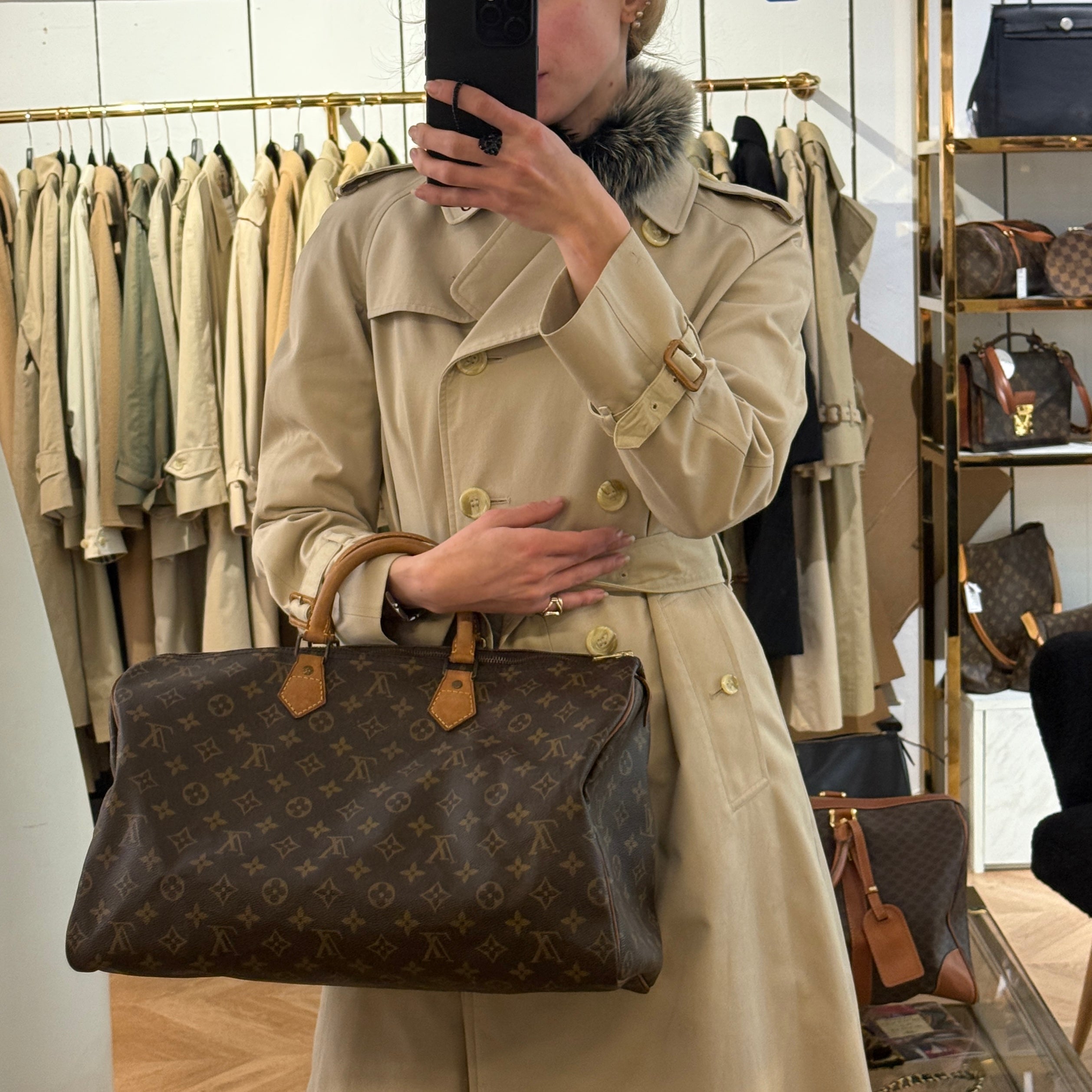 Sac à main LOUIS VUITTON Speedy 40 toile et cuir marron