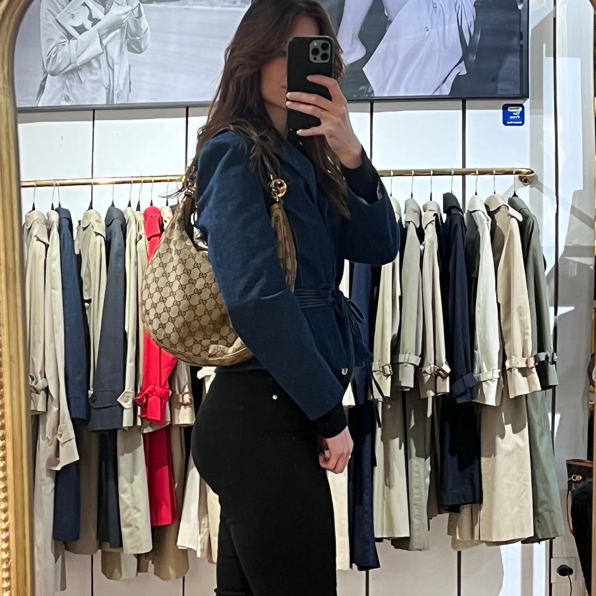 GUCCI Twins GG canvas and brown leather hobo bag
