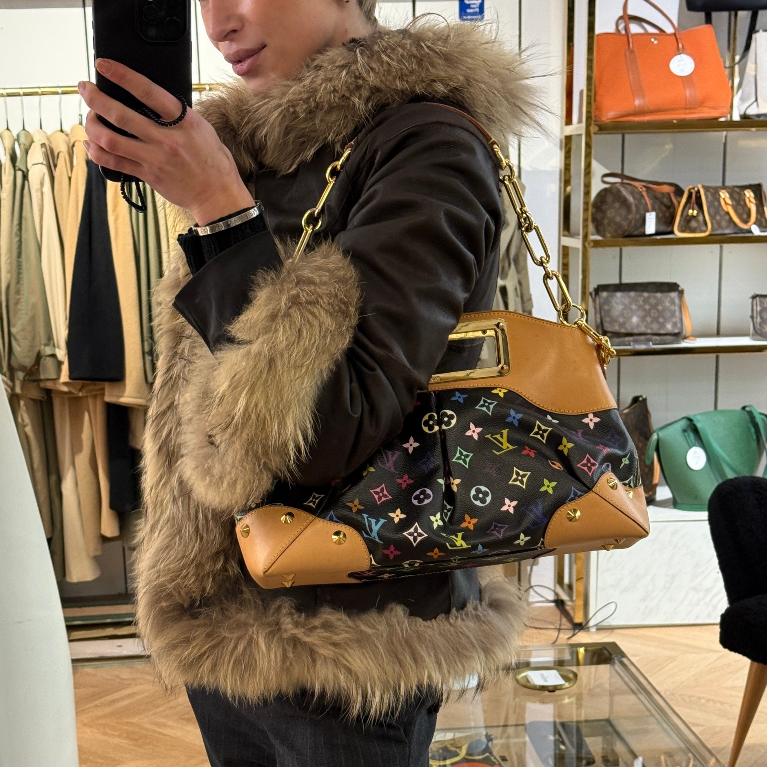 LOUIS VUITTON Judy Murakami handbag in brown canvas and leather