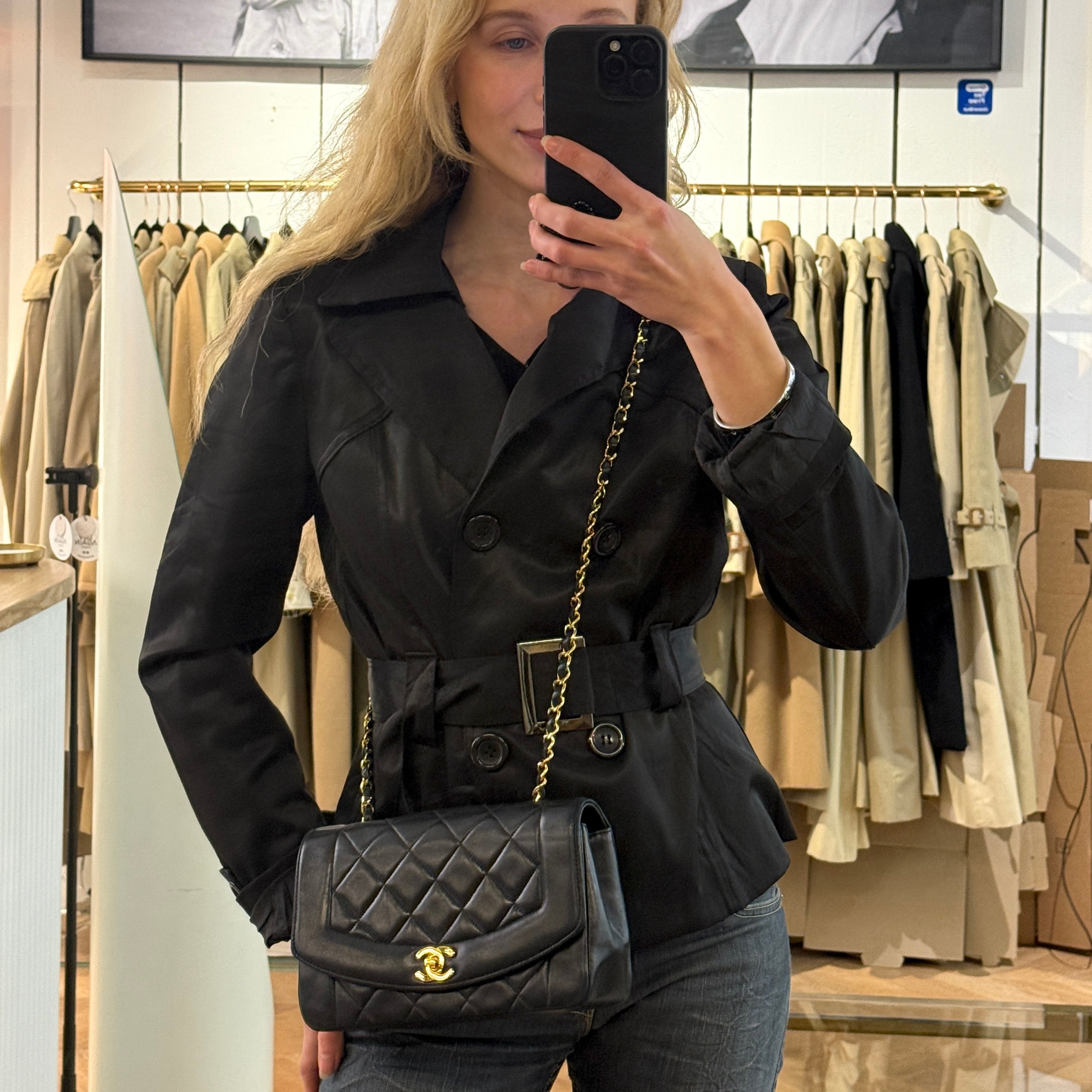 CHANEL Diana Small handbag in black lambskin leather