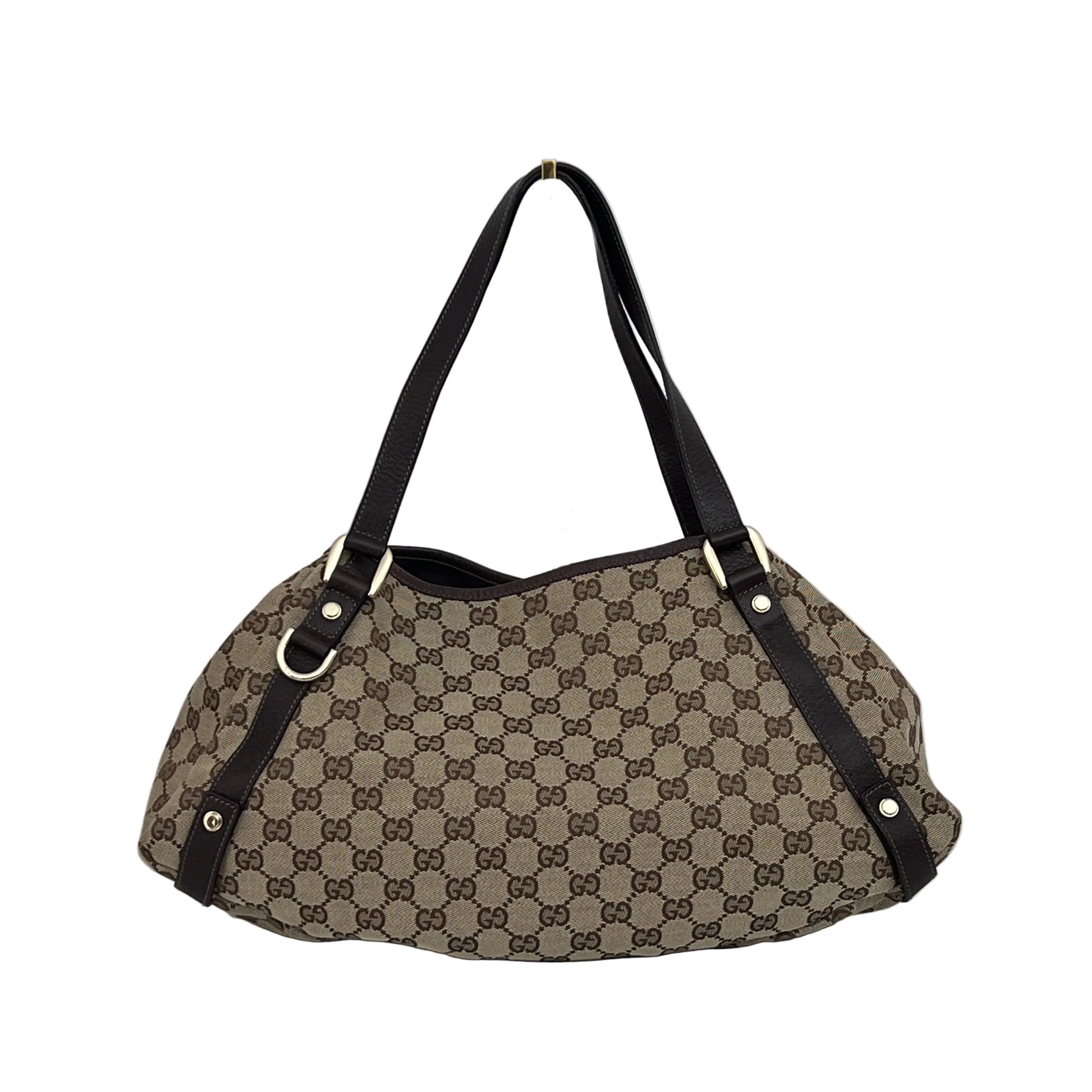 Sac GUCCI Hobo GG toile et cuir marron