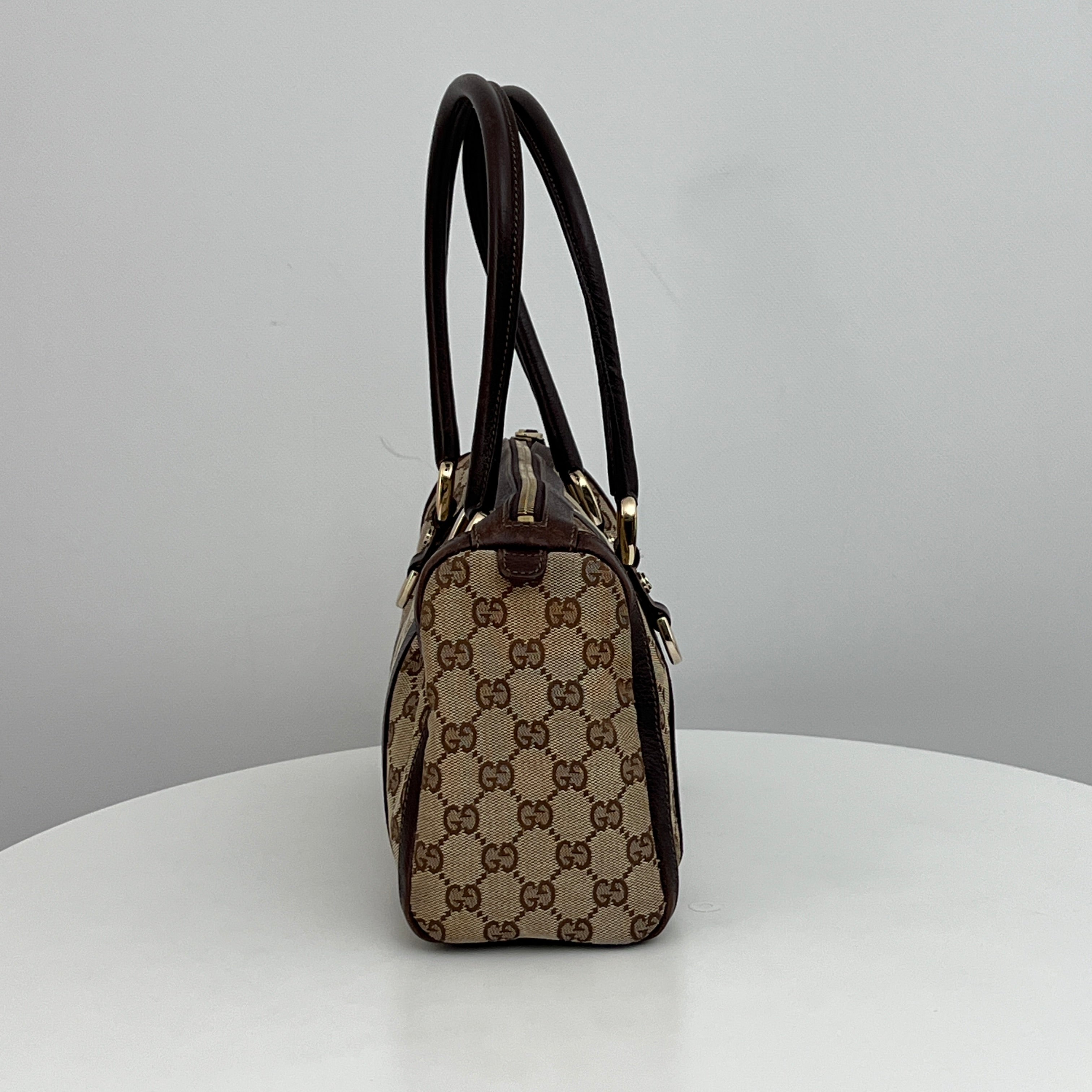 Sac GUCCI Mini Abbey Boston toile et cuir marron