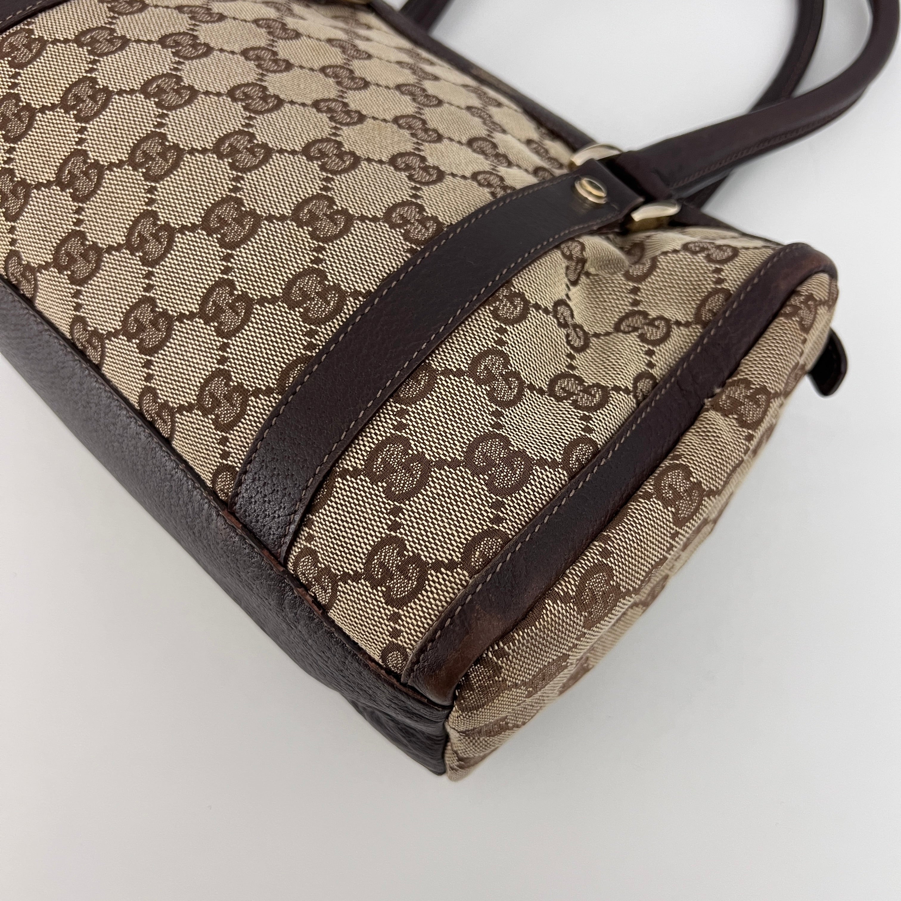 Sac GUCCI Mini Abbey Boston toile et cuir marron