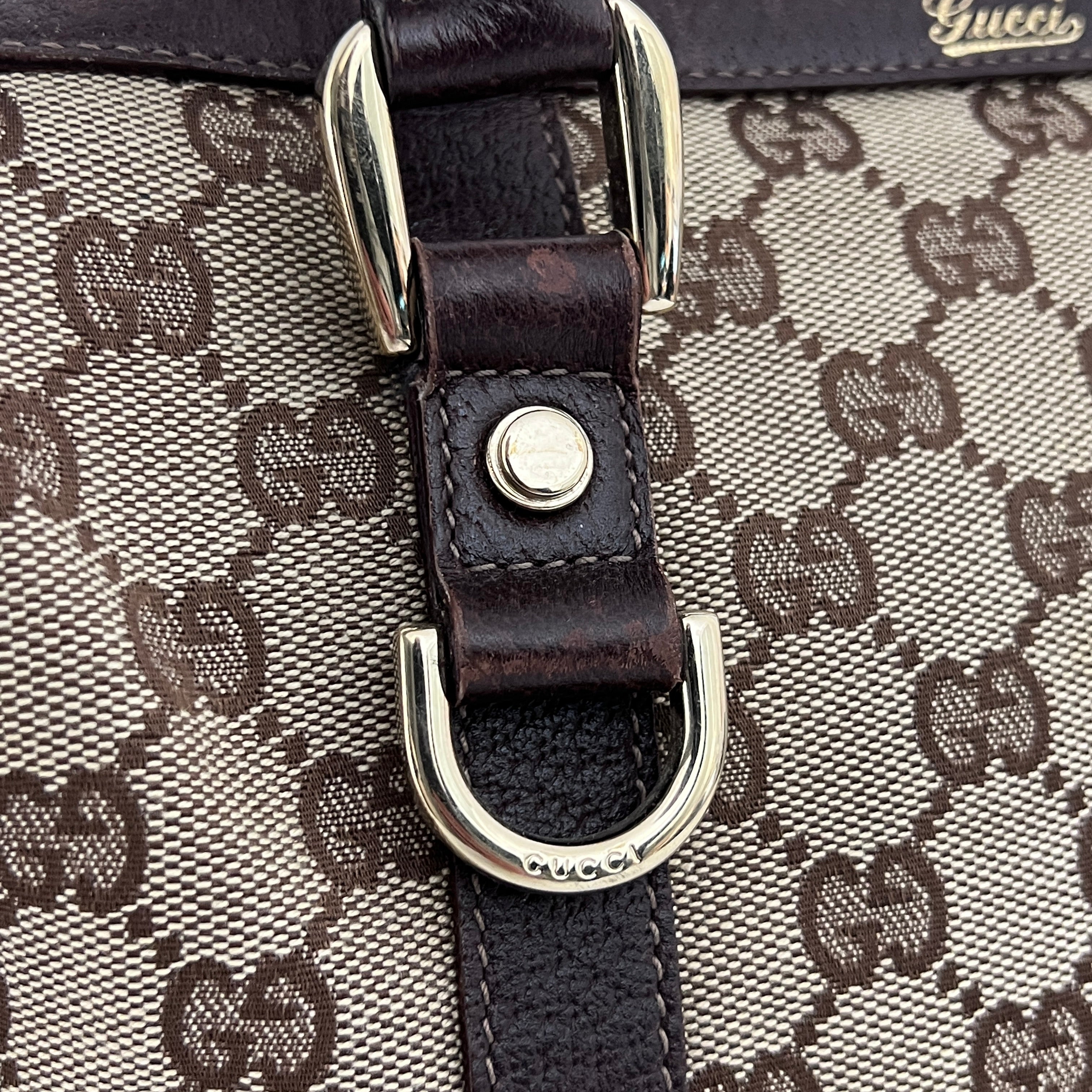Sac GUCCI Mini Abbey Boston toile et cuir marron