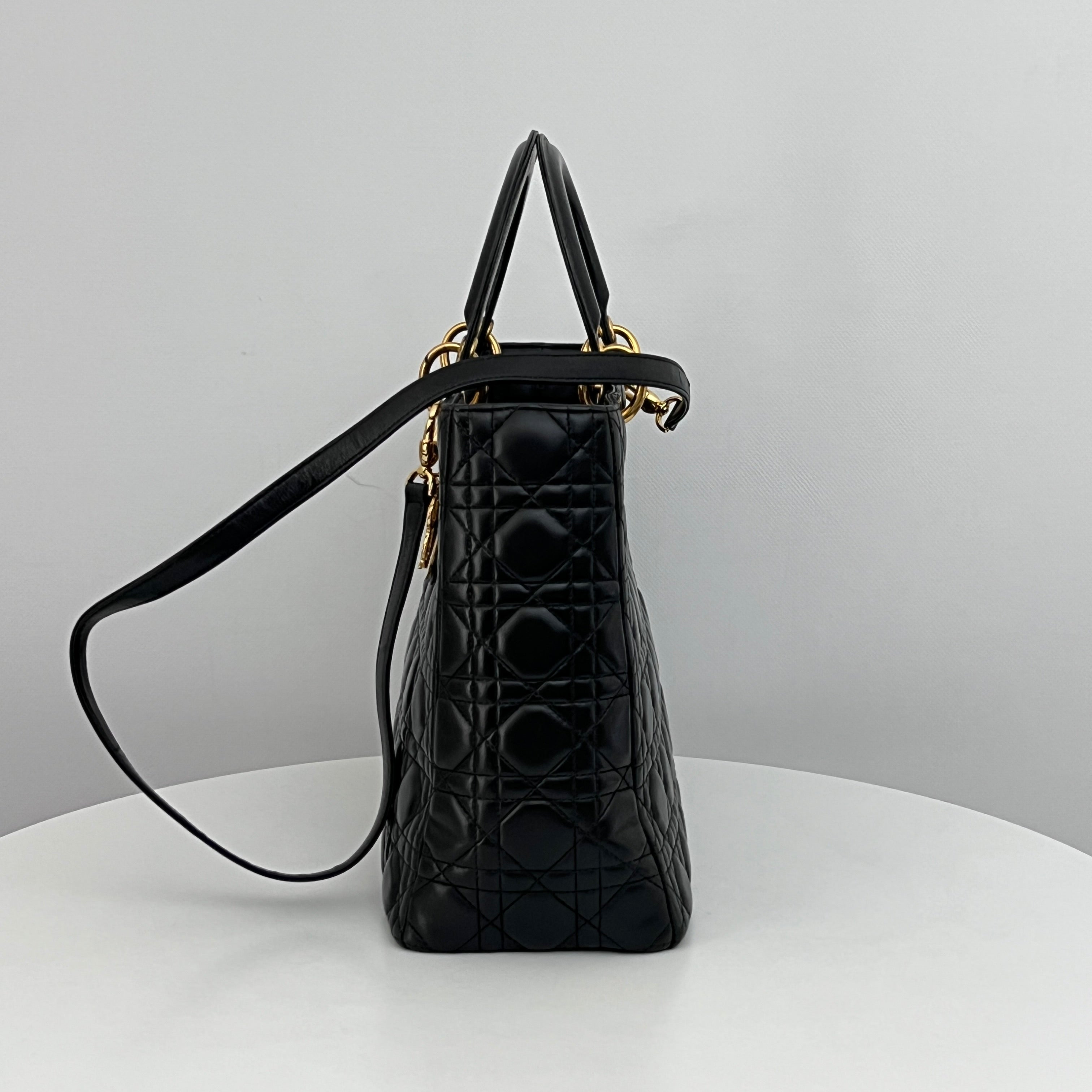 DIOR Lady Dior Large shoulder bag in black lambskin