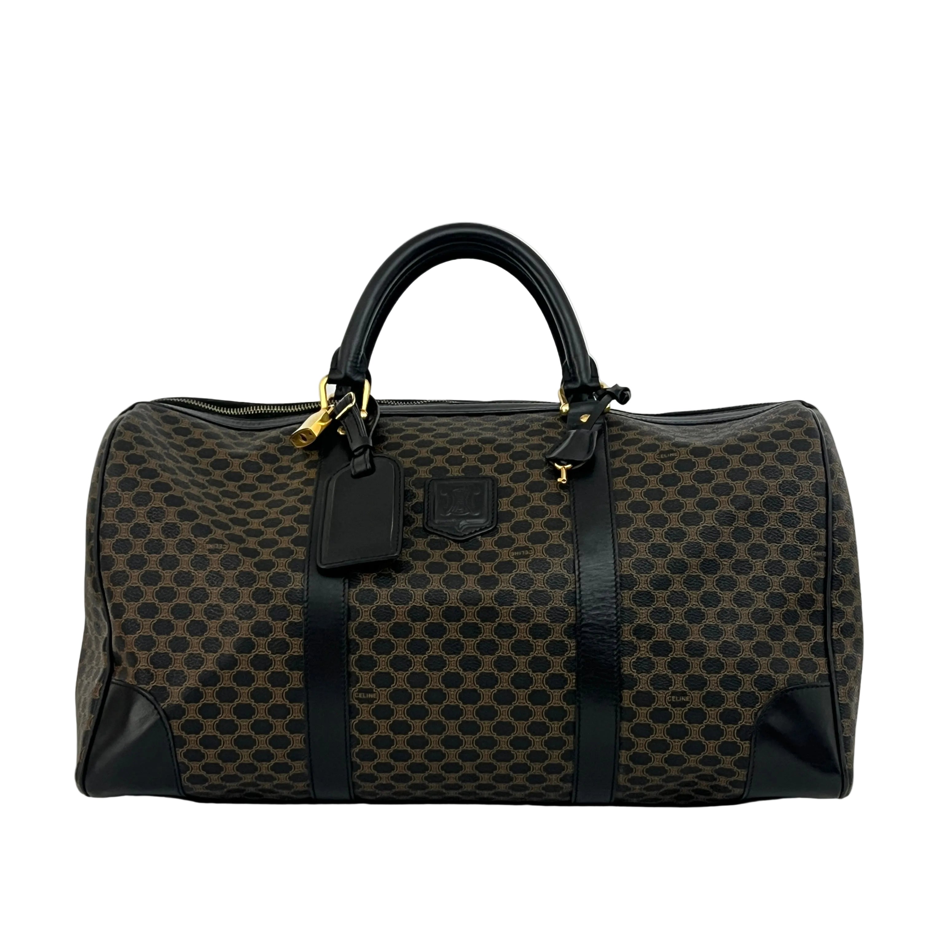 Sac à main CELINE Boston 45 toile et cuir marron