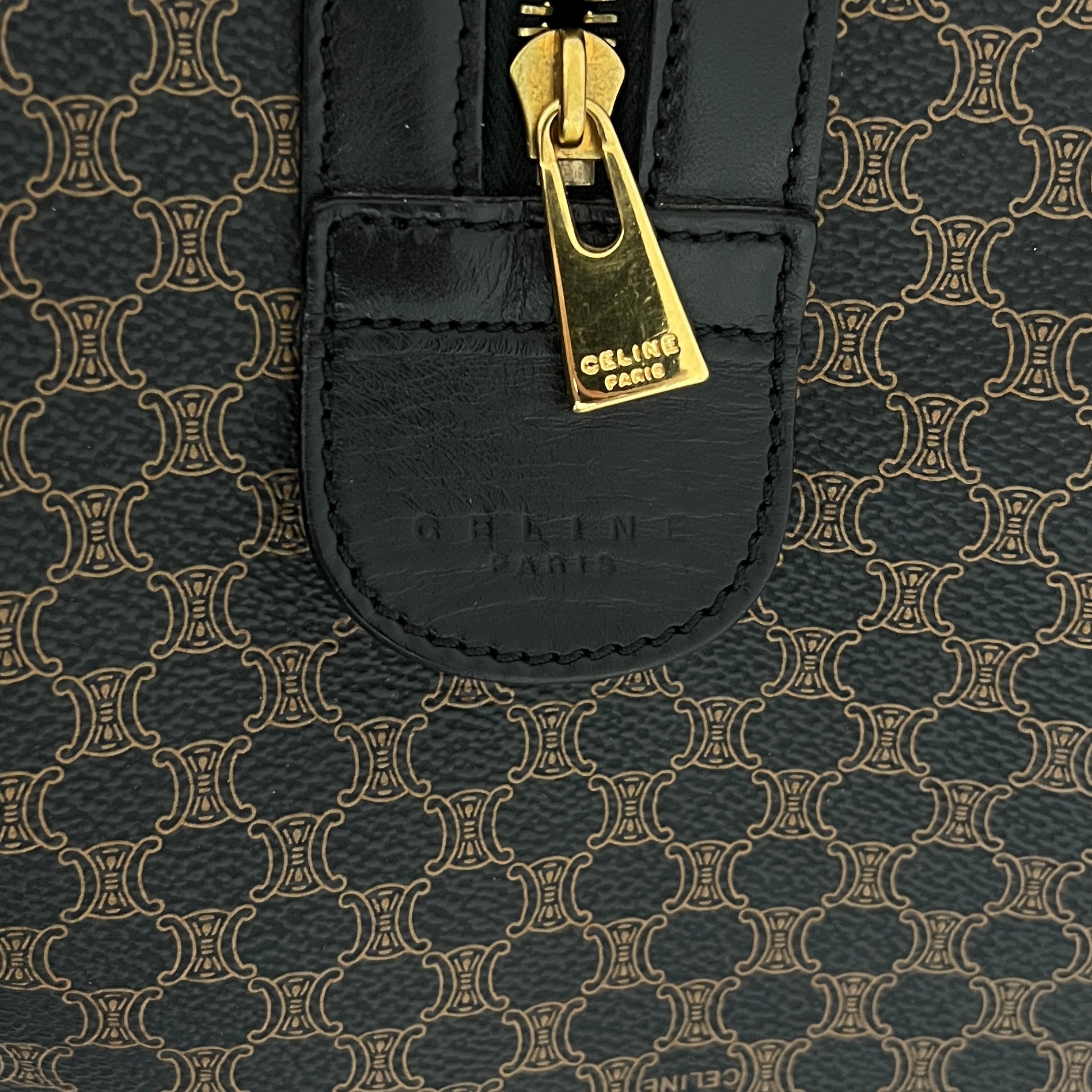 Sac à main CELINE Boston 45 toile et cuir marron