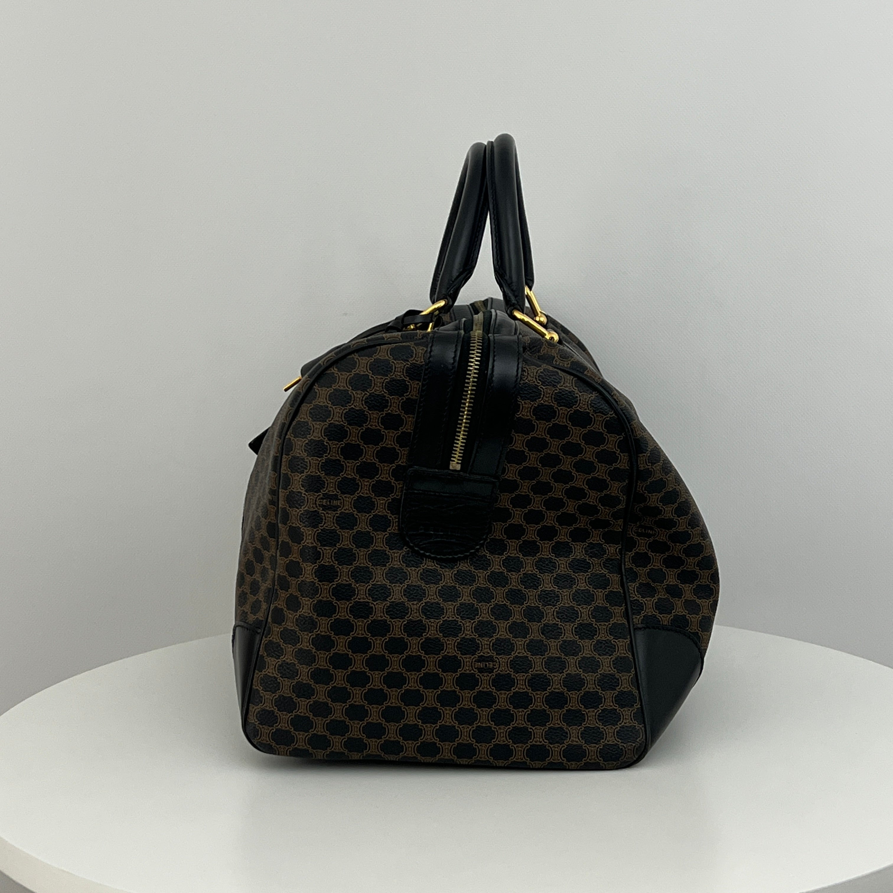 Sac à main CELINE Boston 45 toile et cuir marron