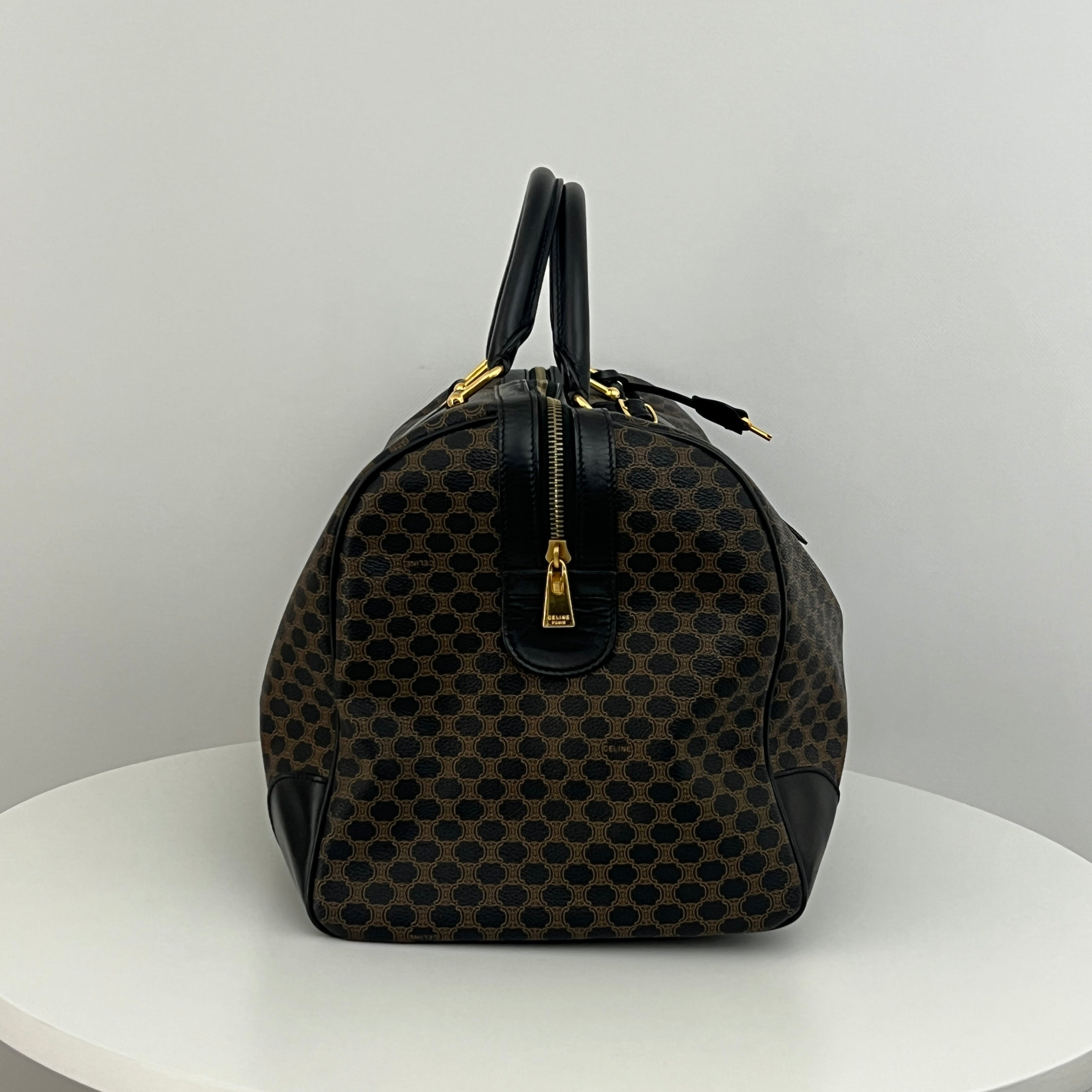 Sac à main CELINE Boston 45 toile et cuir marron