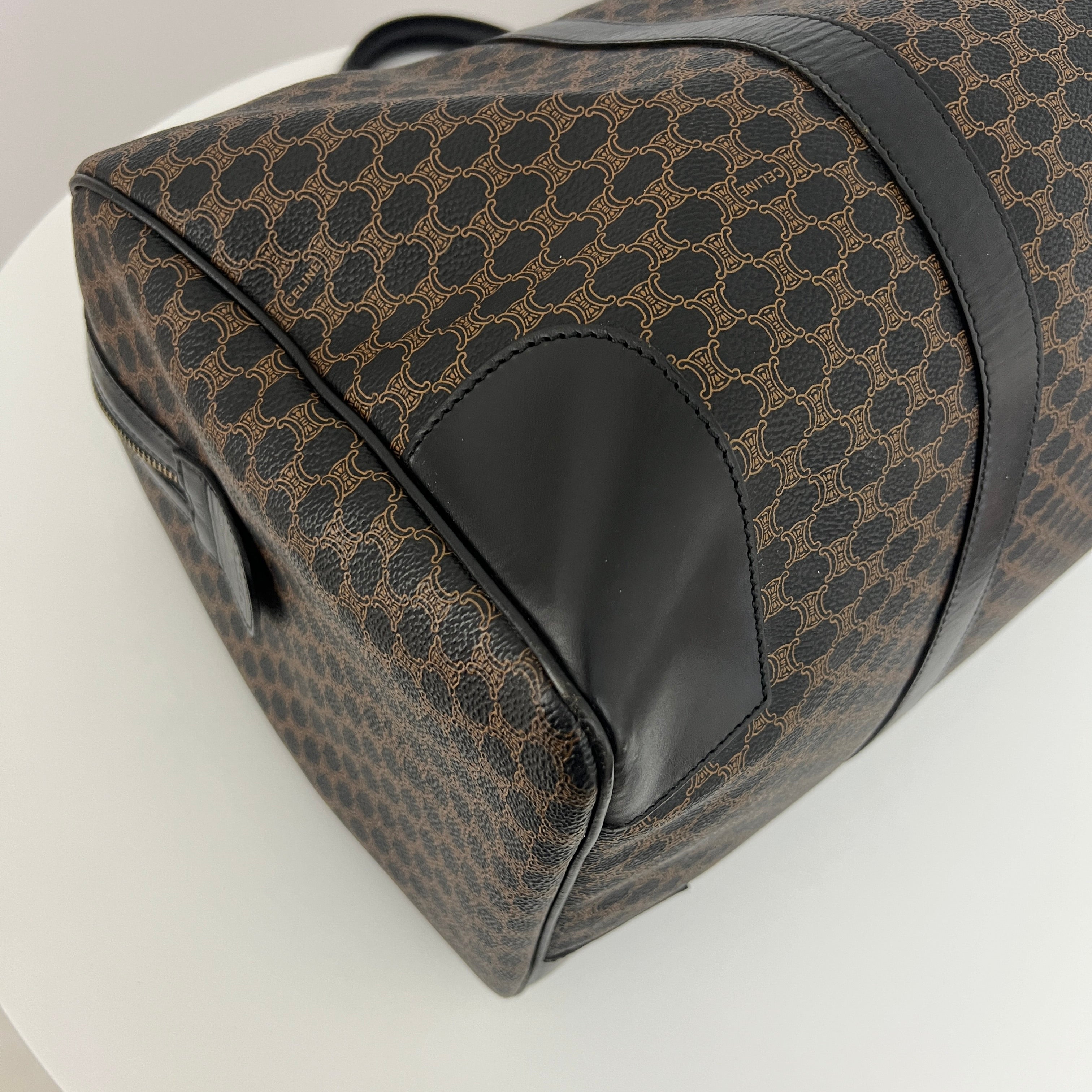 Sac à main CELINE Boston 45 toile et cuir marron