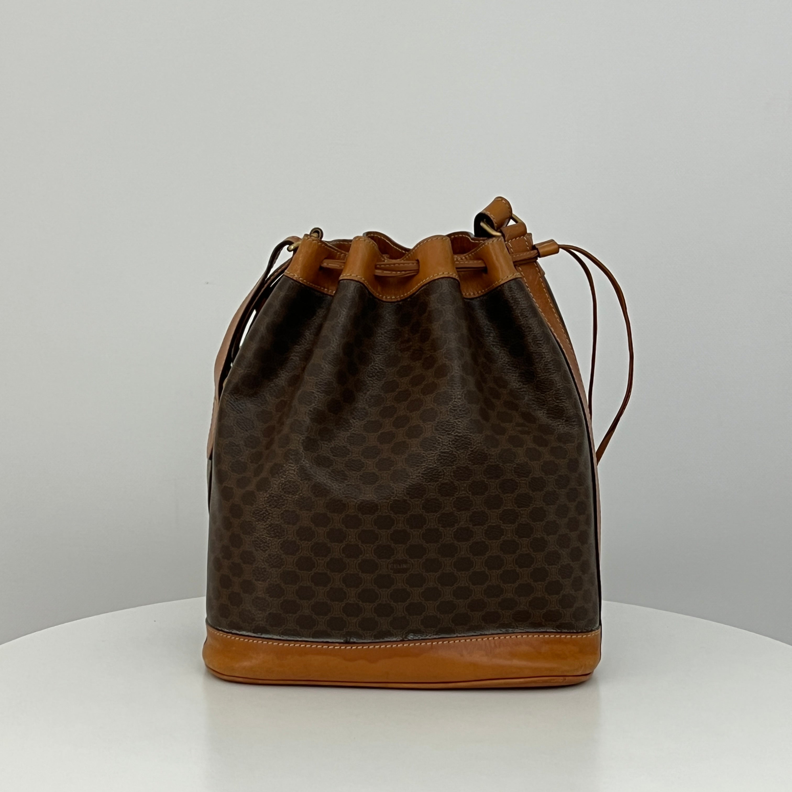 Sac à main CELINE Seau toile et cuir marron